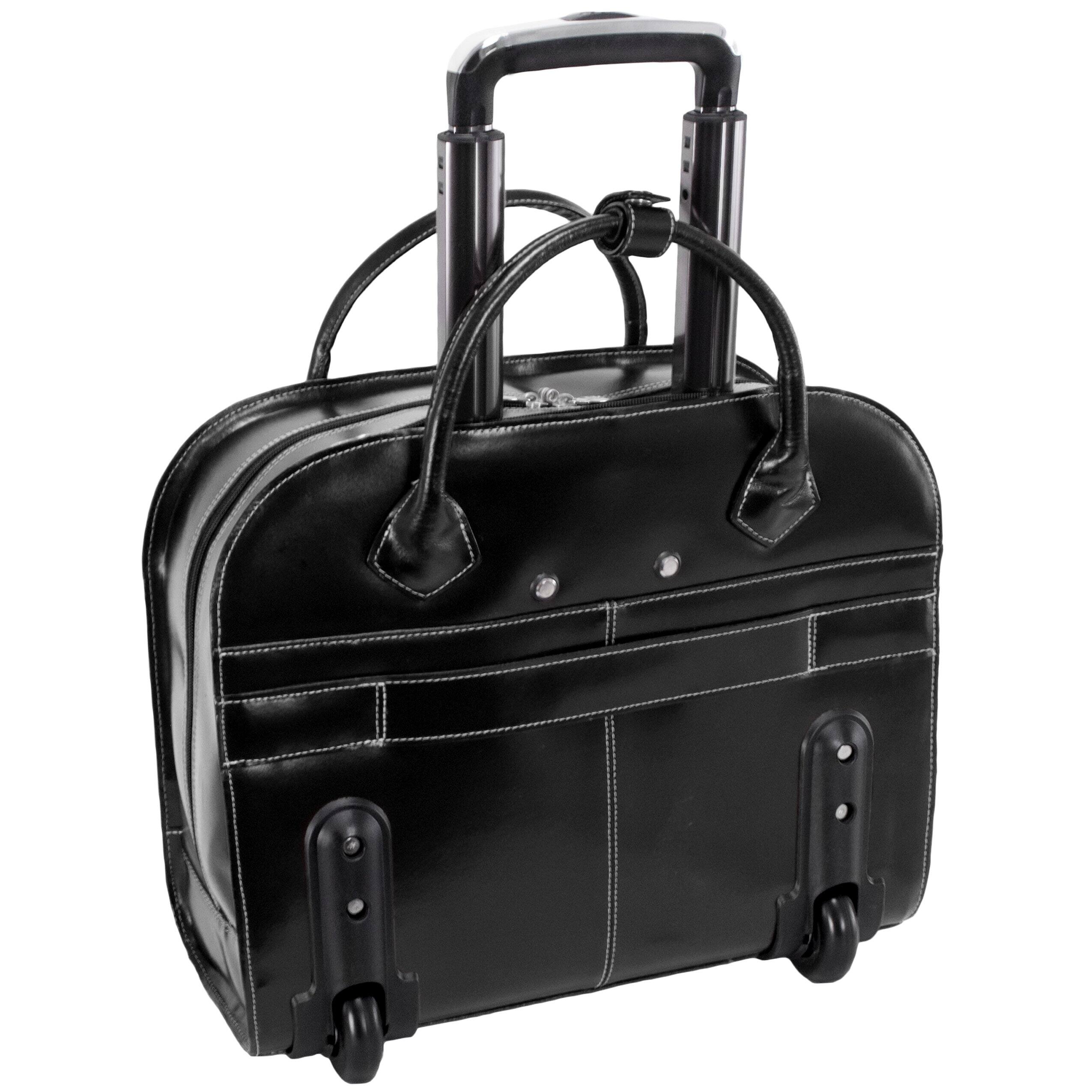 Alt View 3. McKleinUSA - Laptop Briefcase Wheeled Roller Case Granville 15.4-inch Notebook Leather ABS Shell - Black.