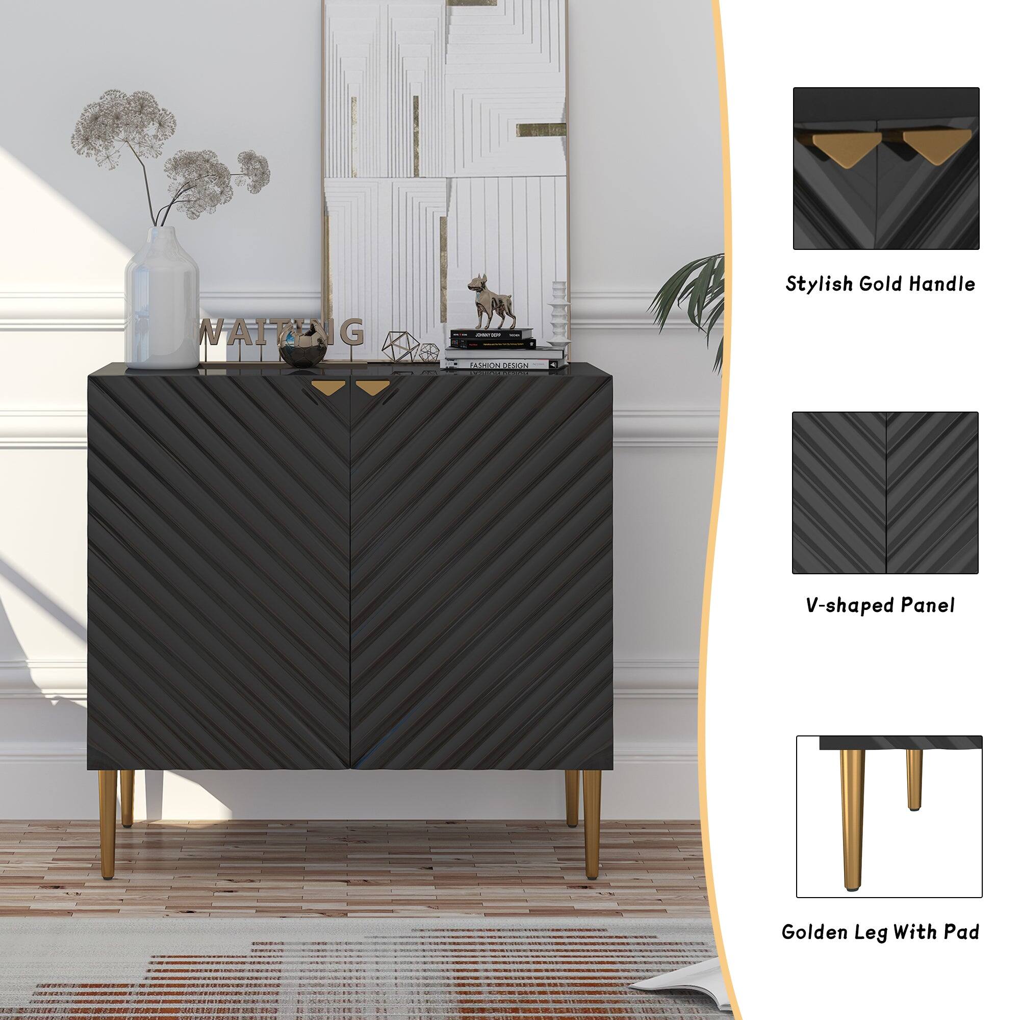 Stylish Gold Handle | V-shaped Panel | Golden Leg With Pad