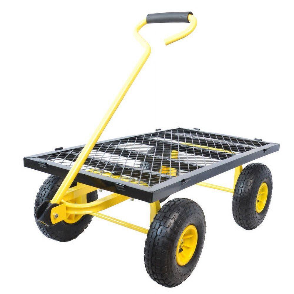 Angle. Loheer - Loheer Folding Garden Cart Mesh Steel Utility Wagon Ten Inch Wheels Heavy Duty Landscape Yard Cart with Removable Sides.