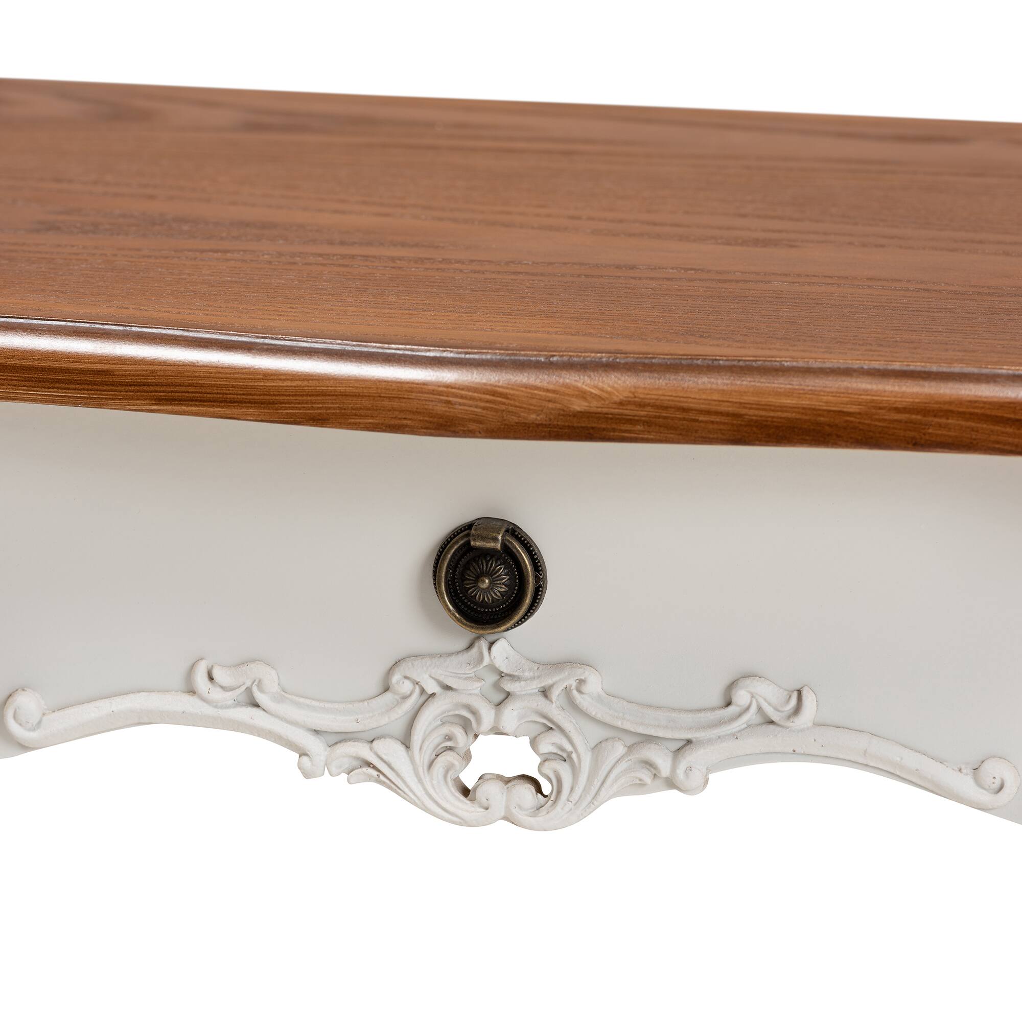 Alt View 1. Baxton Studio - Sophie Classic Traditional French Country White and Finished Small 3-Drawer Wood Console Table - White/Brown.