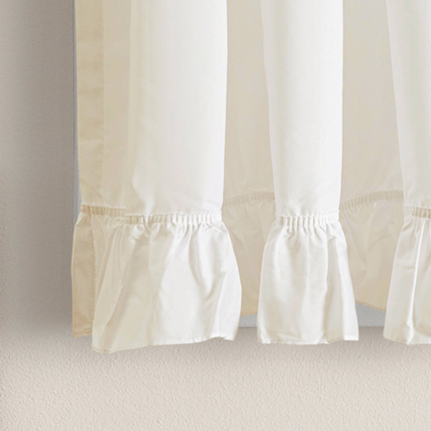Back. Ellis Curtain - ELLIS Polyester-Cotton Classic Wide Solid Color Perma Press Ruffle 1.5 Rod Pocket Tiers 84" x 36" Natural - Natural.