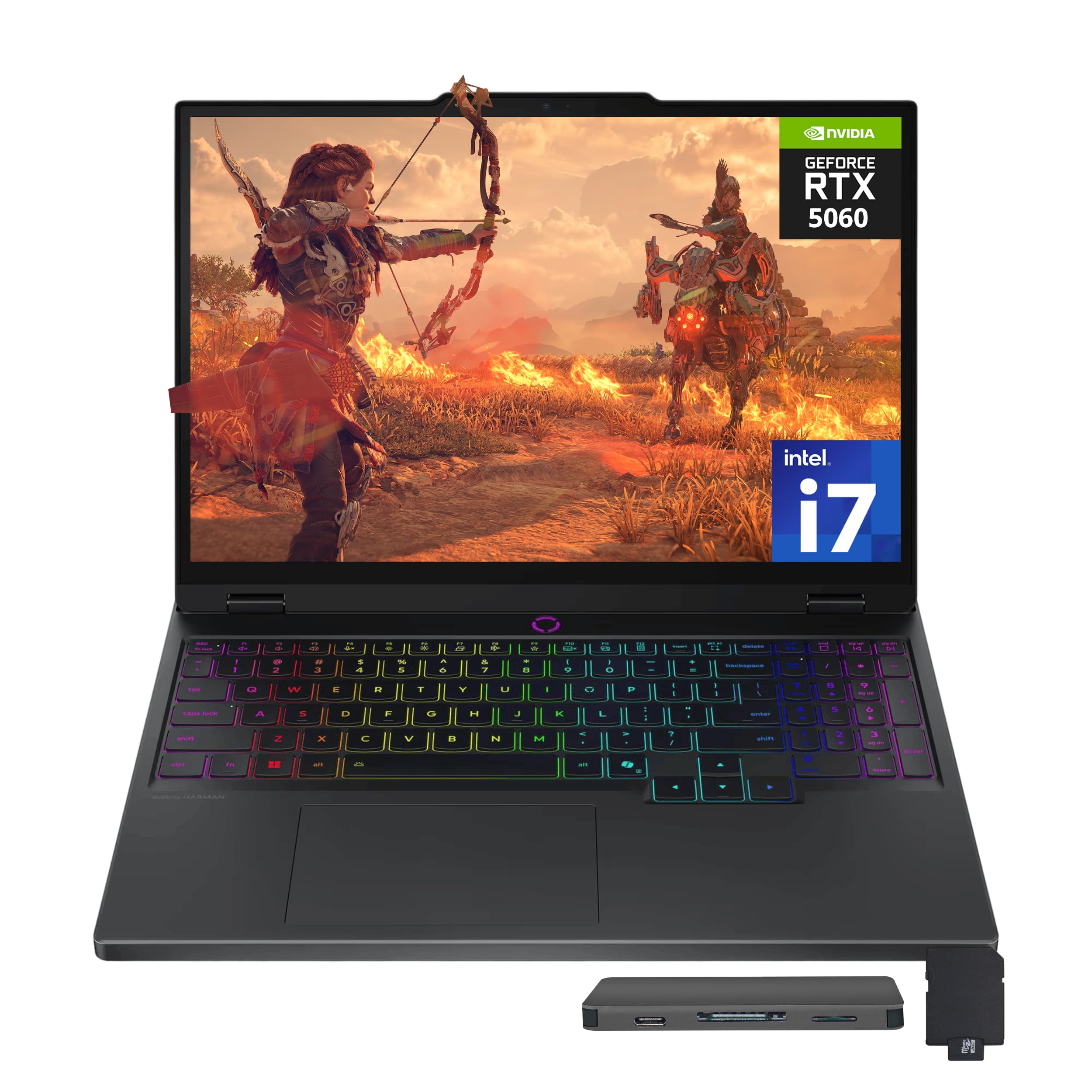 Lenovo - Legion 5 15.1" Gaming Laptop,Intel i7-14700HX,GeForce RTX 5060,16GB DDR5,1TB SSD,Win 11,512GB Dock Station - Black
