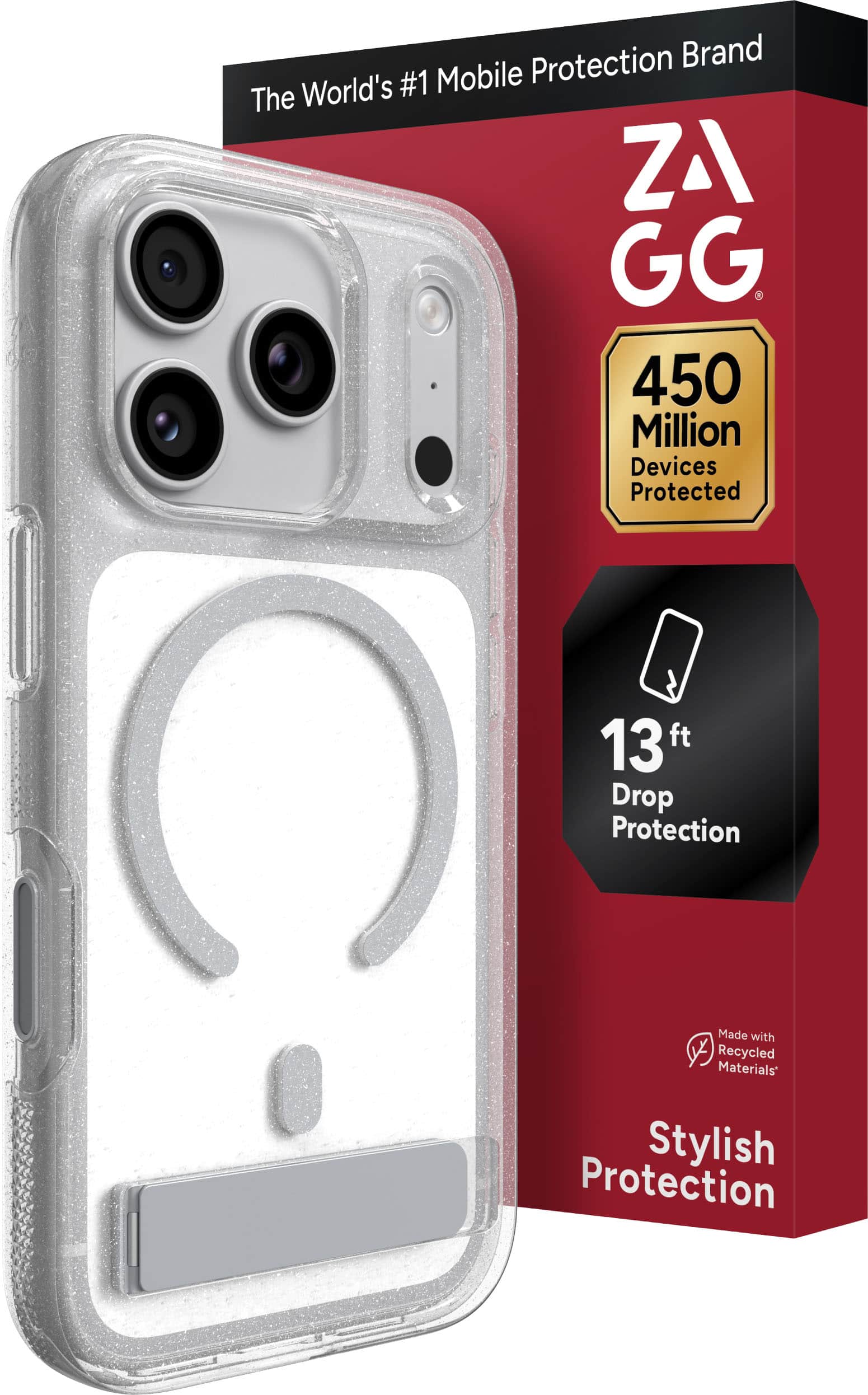 ZAGG - Milan Snap MagSafe-Compatible Case with Kickstand for Apple iPhone 18 Pro / iPhone 17 Pro - Glitter