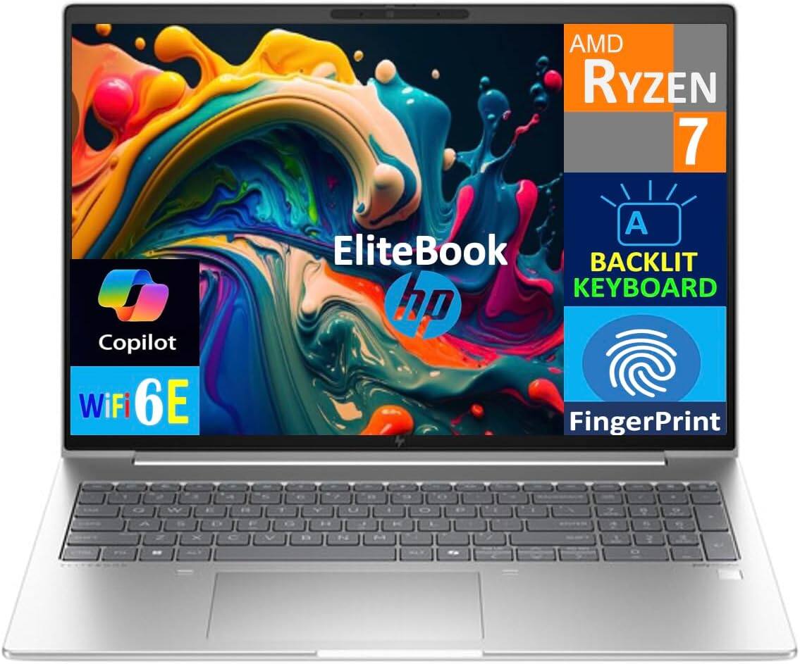 AMD Ryzen 7  
EliteBook  
BACKLIT KEYBOARD  
FingerPrint  
Copilot  
WiFi 6E