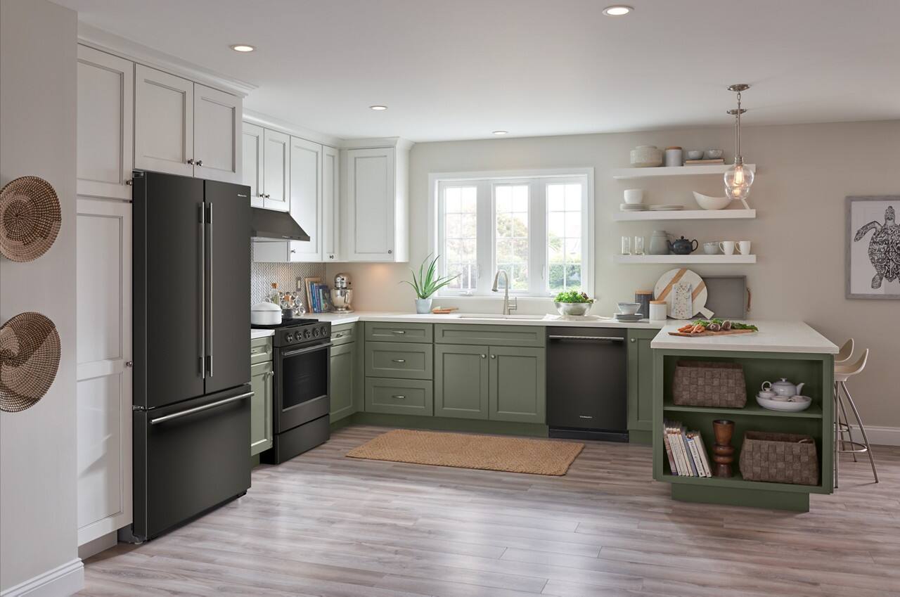 Alt View 11. KitchenAid - 24 Cu. Ft. French Door Counter-Depth Refrigerator  with Internal Water Dispenser - Black Ore.