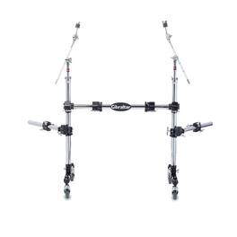 Gibraltar Hardware - Roll-Away Drum Rack, Portable Road Series Rack System with Wheels, Boom Arms, Multi Clamps & Memory Locks