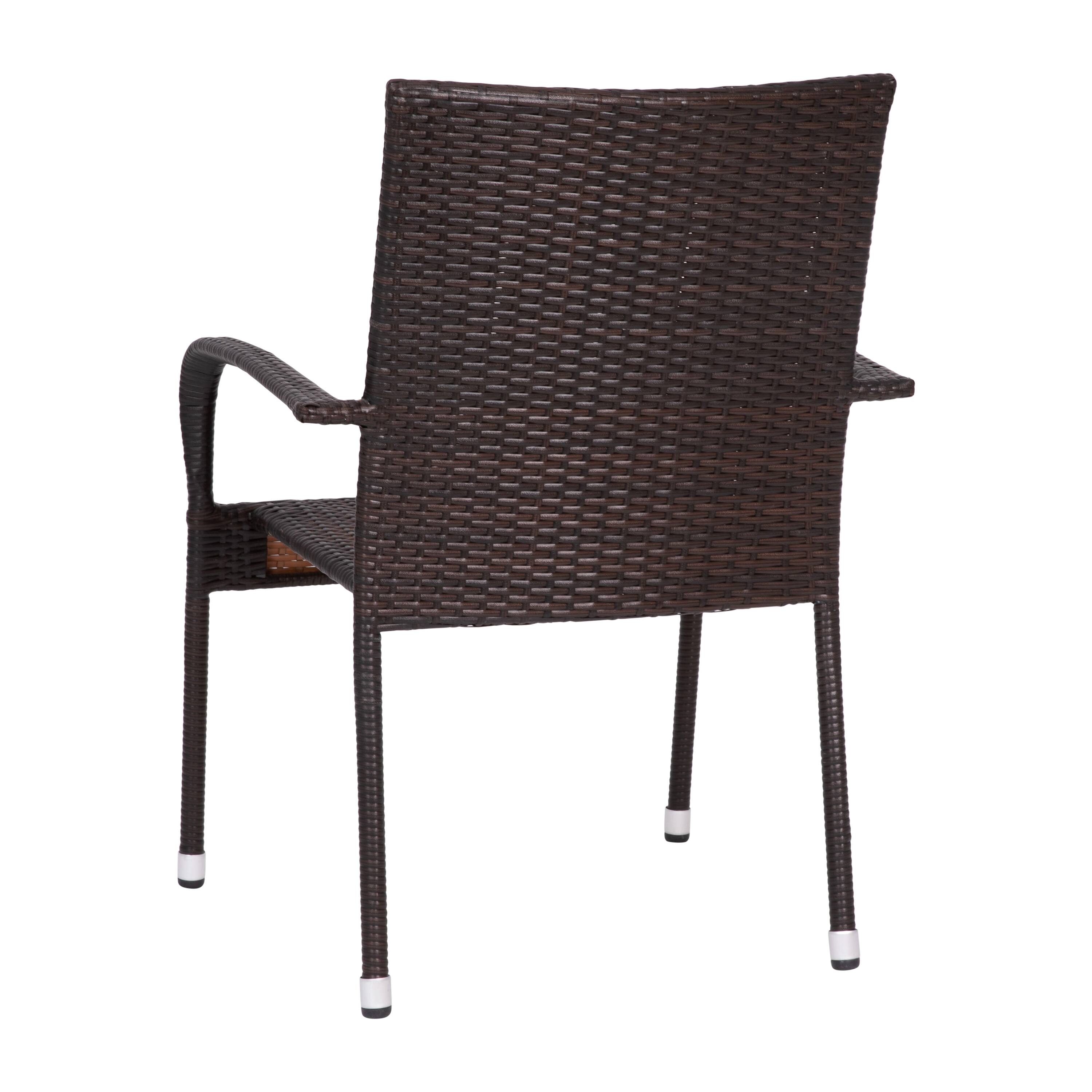 Alt View 8. Emma + Oliver - Sala Stacking All-Weather Wicker Wrapped Powder Coated Steel Patio Club Chairs for Indoor and Outdoor Use - Espresso.