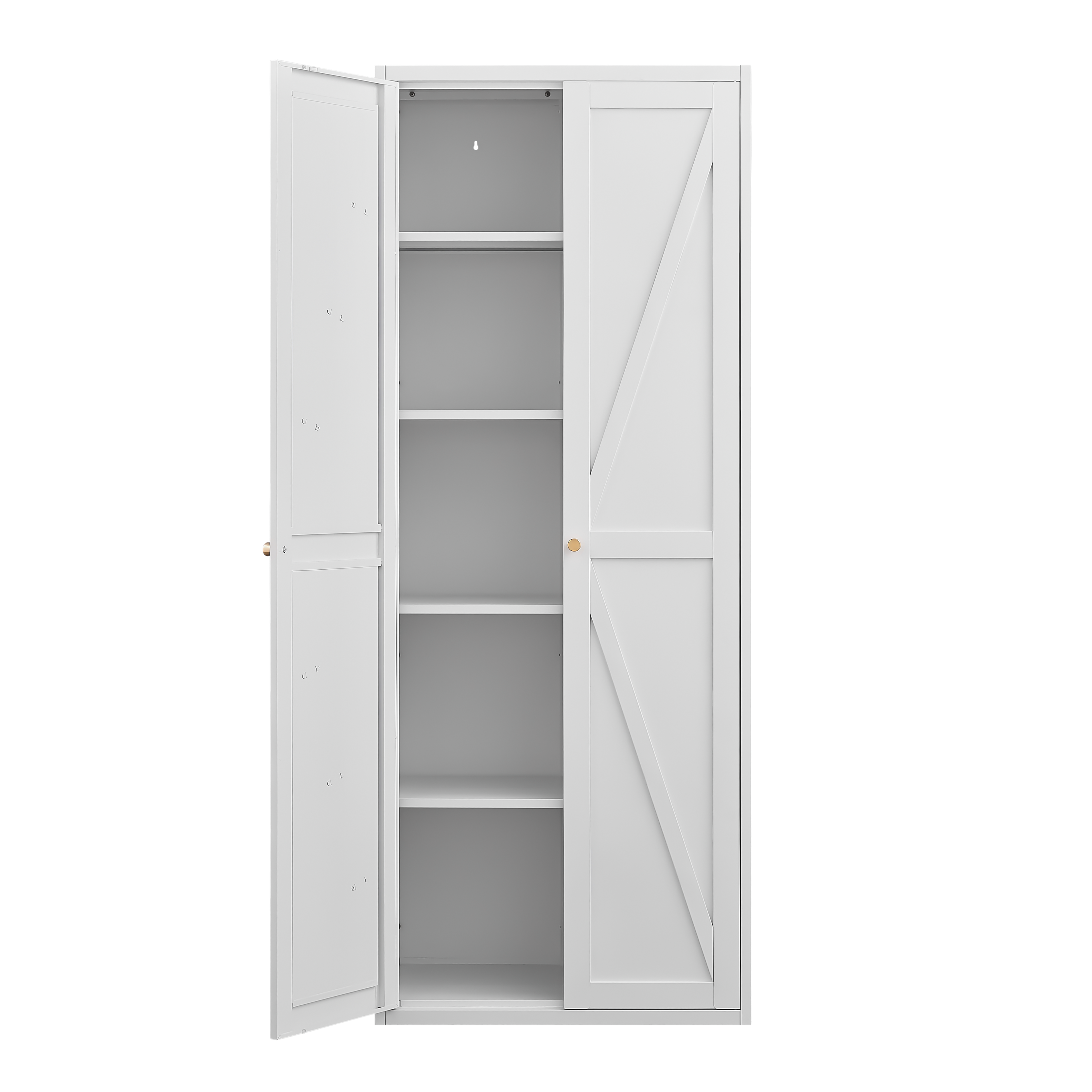 Alt View 4. GOODSILO - Adjustable Two-Door Tall Steel Storage Cabinet with Adjustable Shelves for Kitchen Pantry and Home Organization - White.