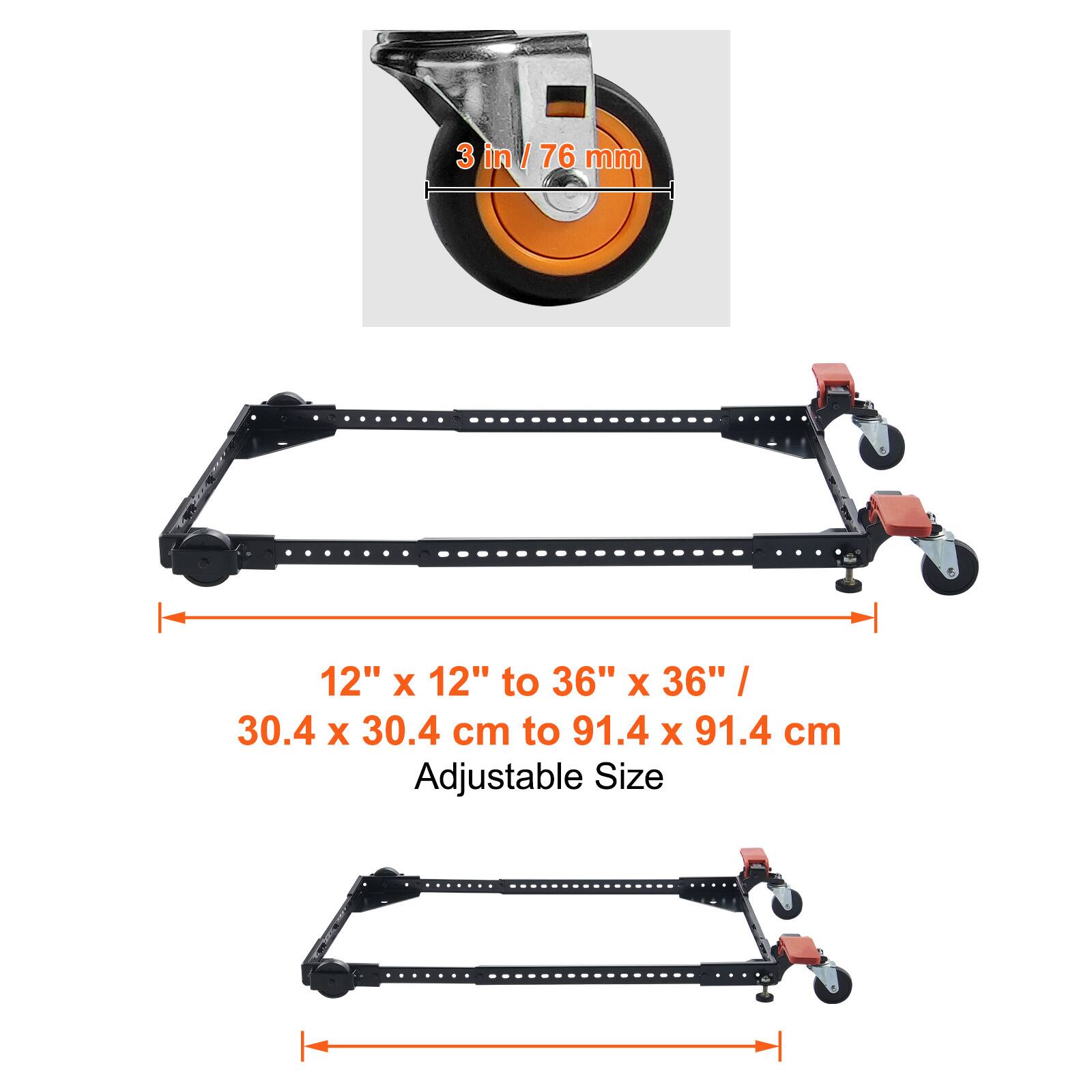 3 in / 76 mm  
12" X 12" to 36" X 36" / 30.4 X 30.4 cm to 91.4 X 91.4 cm  
Adjustable Size
