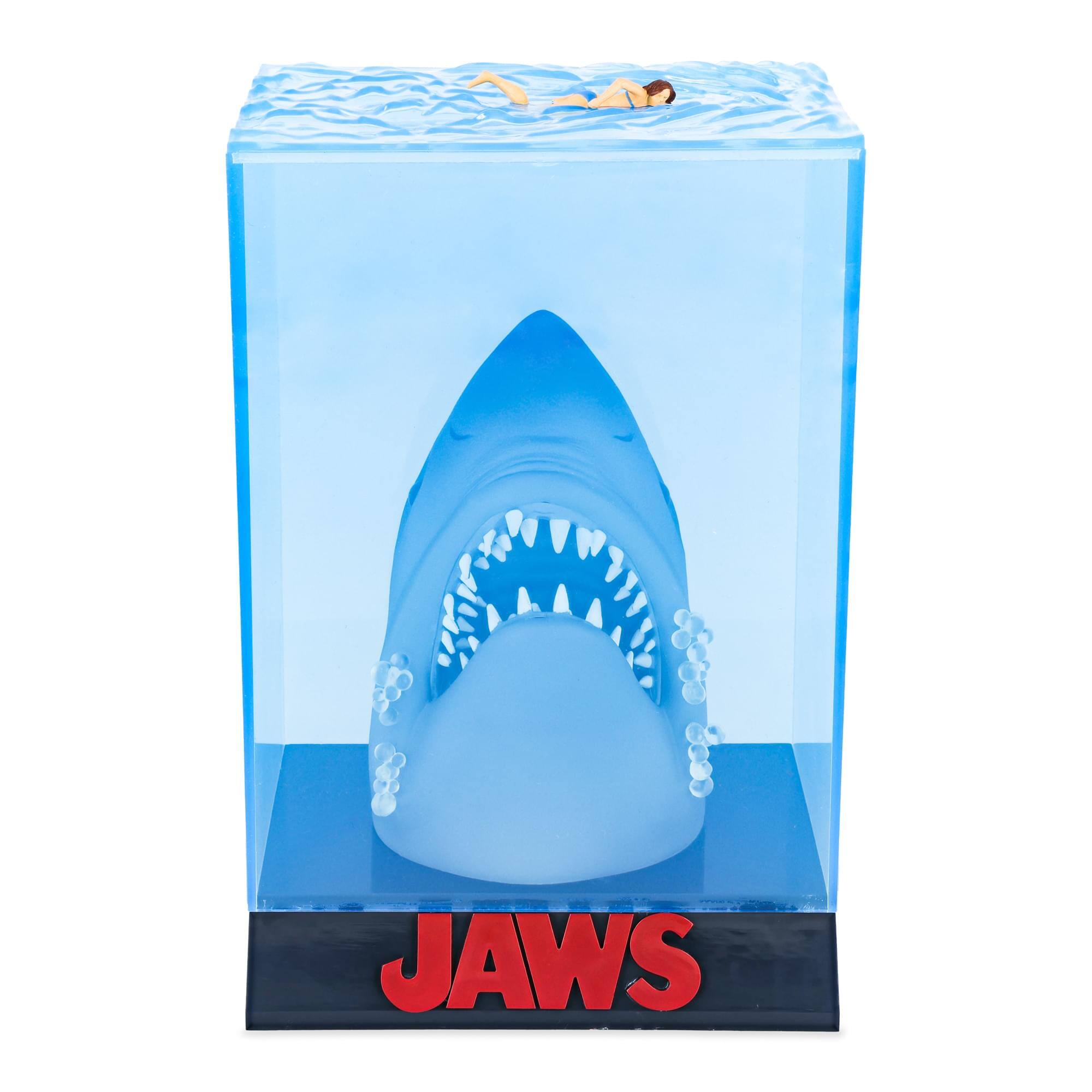 Front. SD Toys - Jaws 3D Movie Poster Statue | 12 Inches Tall - Blue.