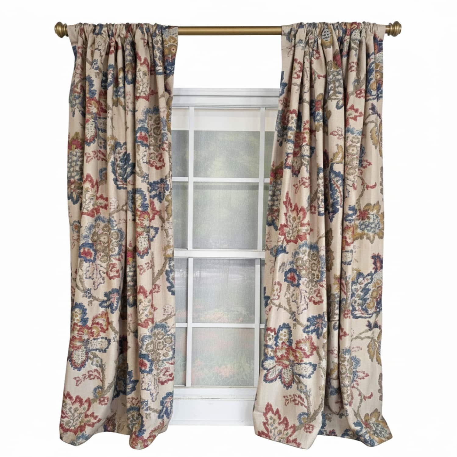 RLF Home - Silvia 100% Cotton Rod Pocket Window Curtain set of 2 Panels 100" x 84" - Multi
