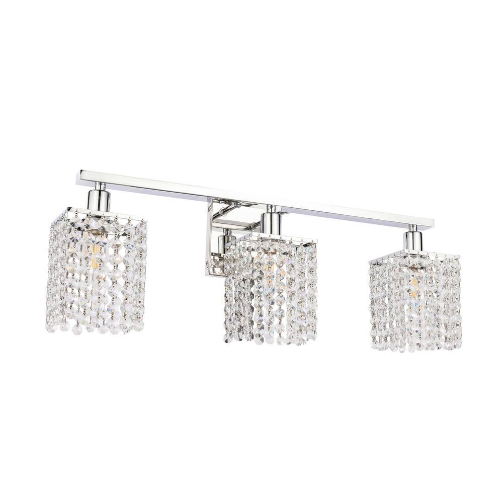Alt View 7. Living District - Phineas 3 light Chrome and Clear Crystals wall sconce - Chrome And Clear Crystals.