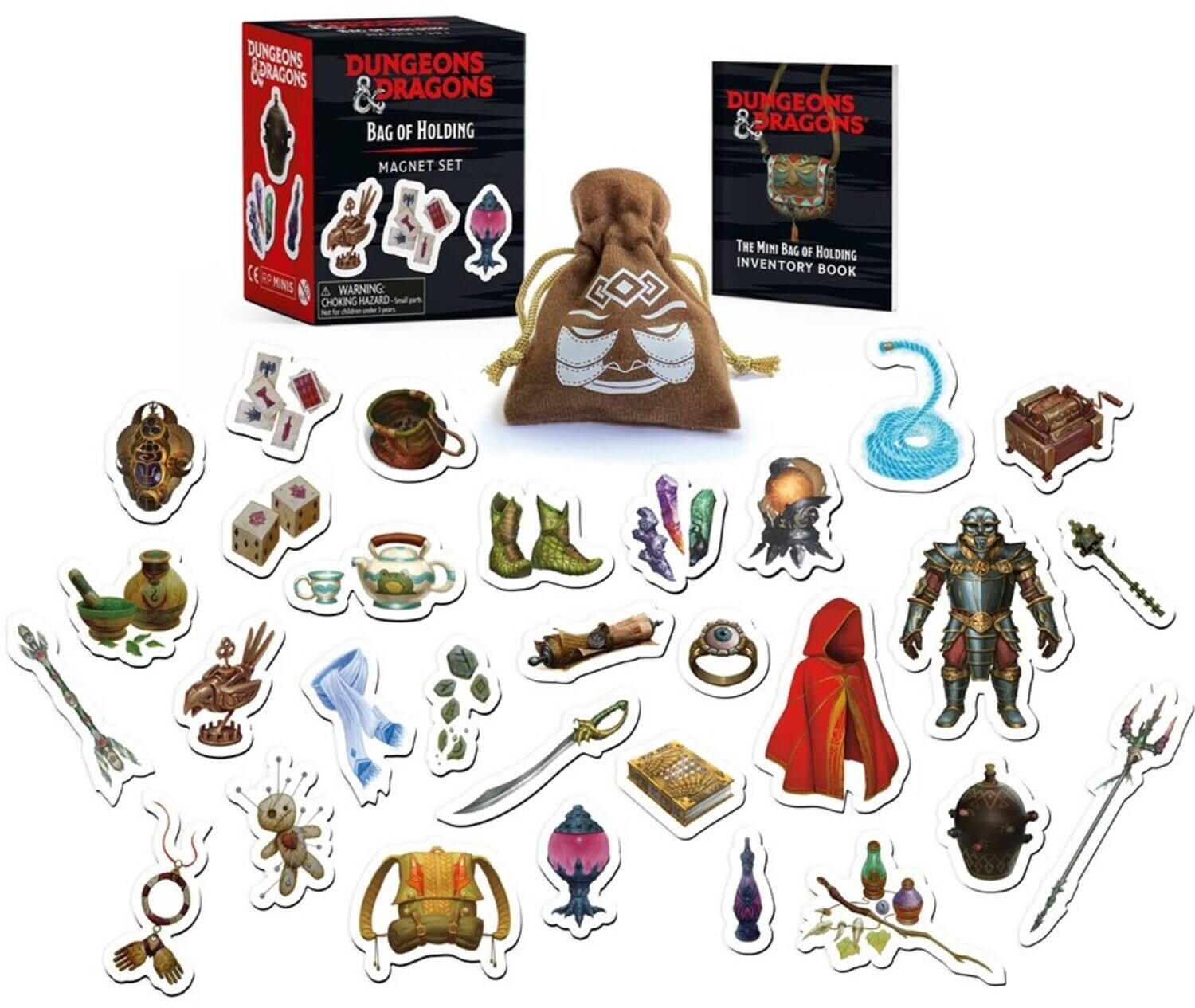 Dungeons & Dragons Bag of Holding Magnet Set  
Dungeons & Dragons The Mini Bag of Holding Inventory Book  
Warning: Choking Hazard - Small Parts. Not for children under 3 years.