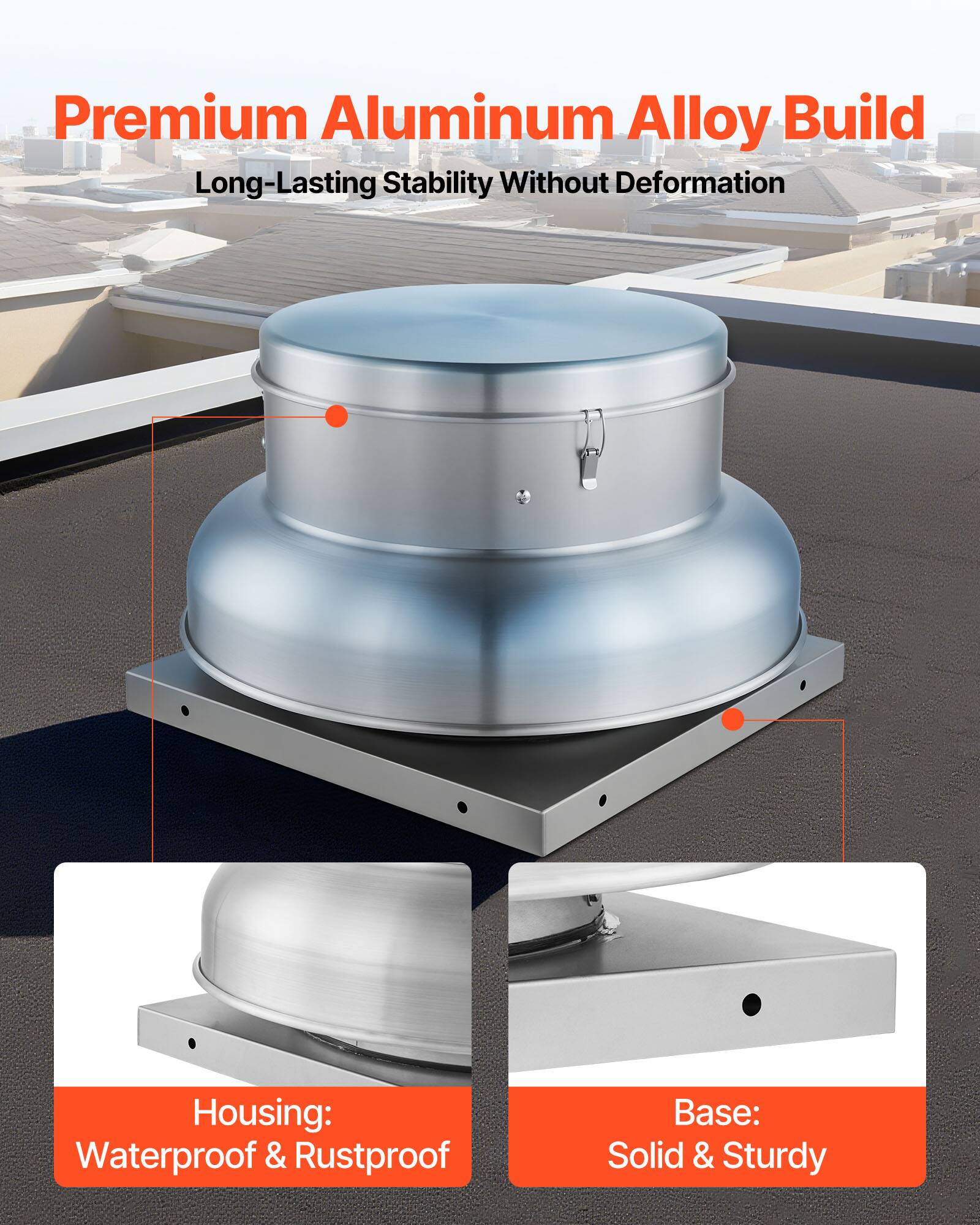 Premium Aluminum Alloy Build  
Long-Lasting Stability Without Deformation  
Housing: Waterproof & Rustproof  
Base: Solid & Sturdy