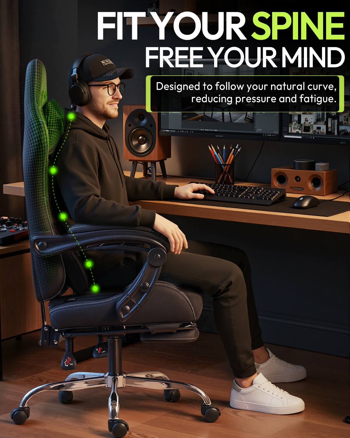 FIT YOUR SPINE FREE YOUR MIND  
Designed to follow your natural curve, reducing pressure and fatigue.