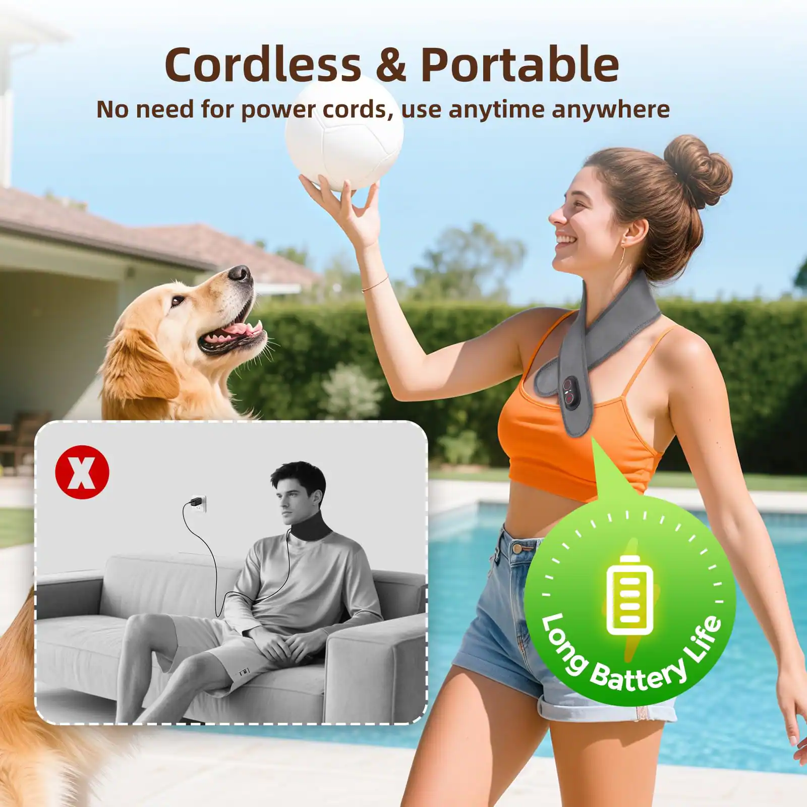 Cordless & Portable  
No need for power cords, use anytime anywhere  

Long Battery Life