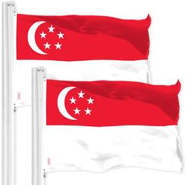 G128 - 2-Pack Singapore Flag 3x5 ft Printed 150D Polyester with Brass Grommets - Assorted Colors