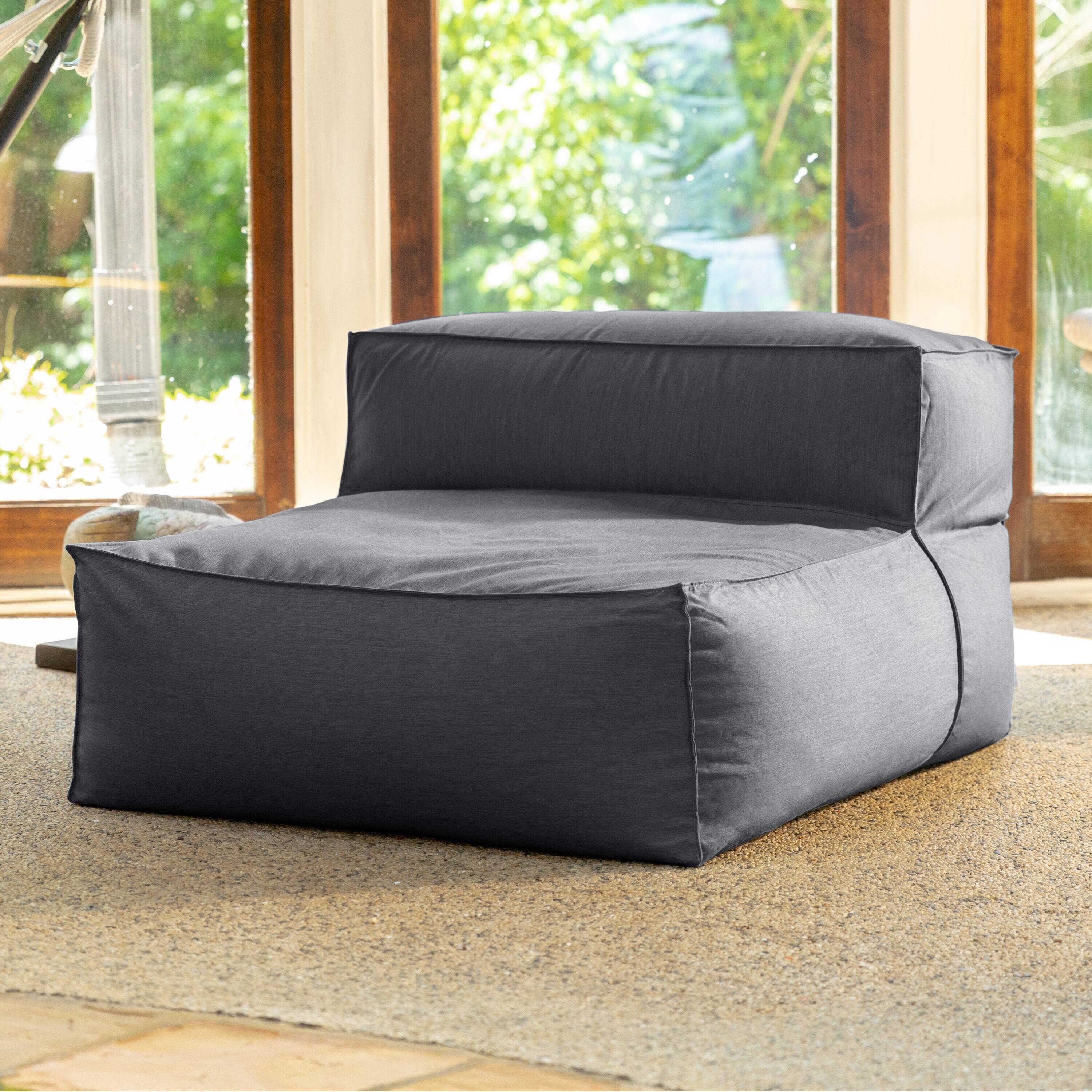Angle. Jaxx - Baya Outdoor Center Seat - Luxurious Oversized European Style Outdoor Soft Seating, Sunbrella Charcoal - Charcoal.