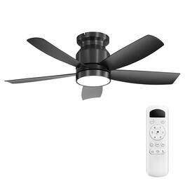 Sofucor - 42 Inch Flush Mount Ceiling Fan with Lights & Remote Ultra Quiet 6-Speed DC Motor Bedroom Modern Low Profile Fan - Black Black