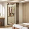 Aheaplus - 2FT Closet System with 3 Drawers and Hanging Rod, Small Freestanding Closet Organizer for Bedroom, Closet - Beige Oak