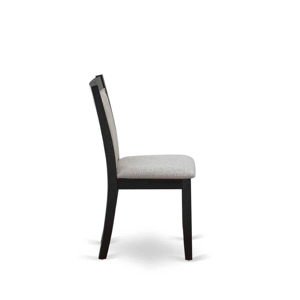 Alt View 2. East West Furniture - MZC6T06 Mid Century Dining Chairs - Shitake Linen Fabric Seat and High Chair Back - Wire Brushed Black Finish (SET OF 2) - Wire Brush Black.