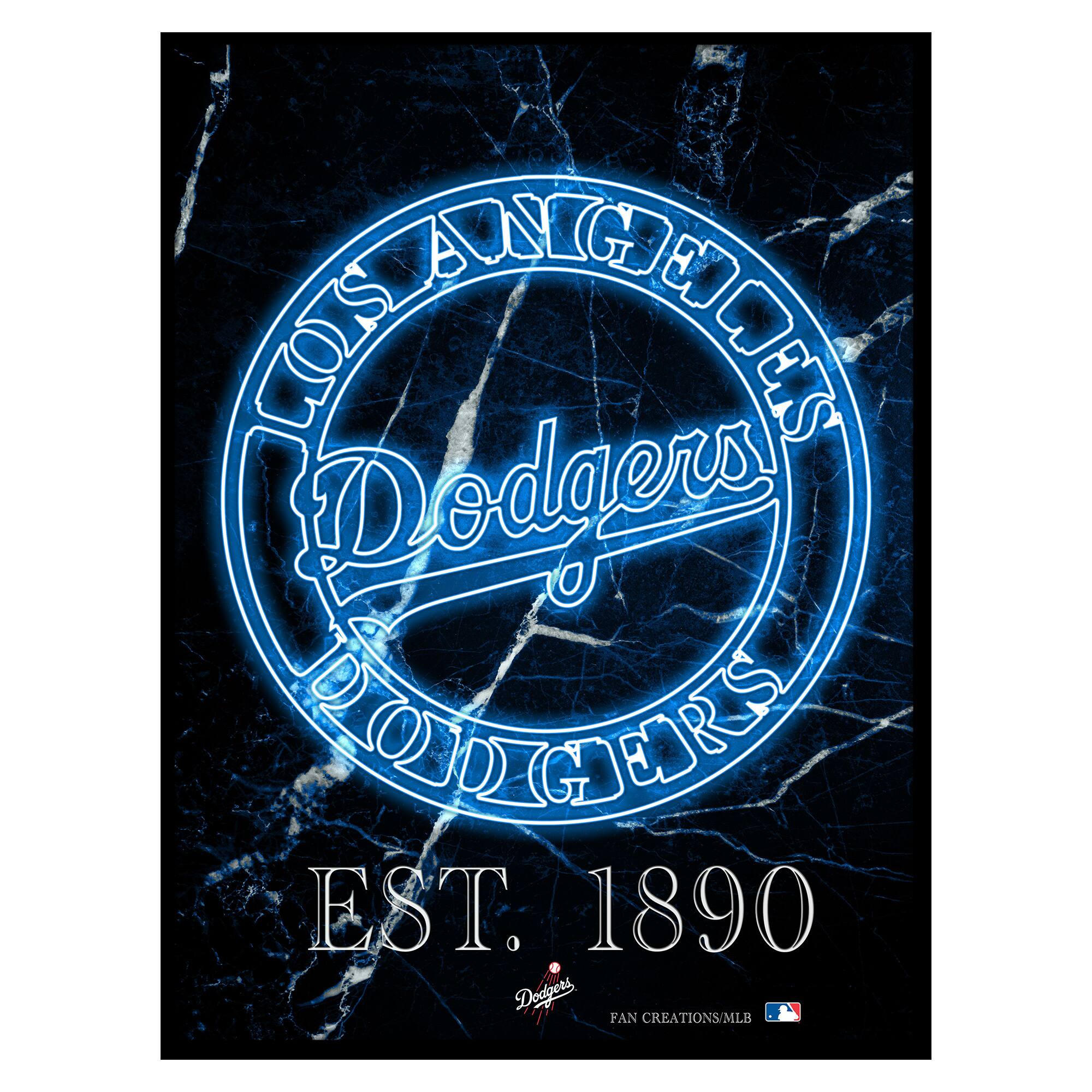 Black Los Angeles Dodgers 12'' x 16'' Framed Circle Logo Print