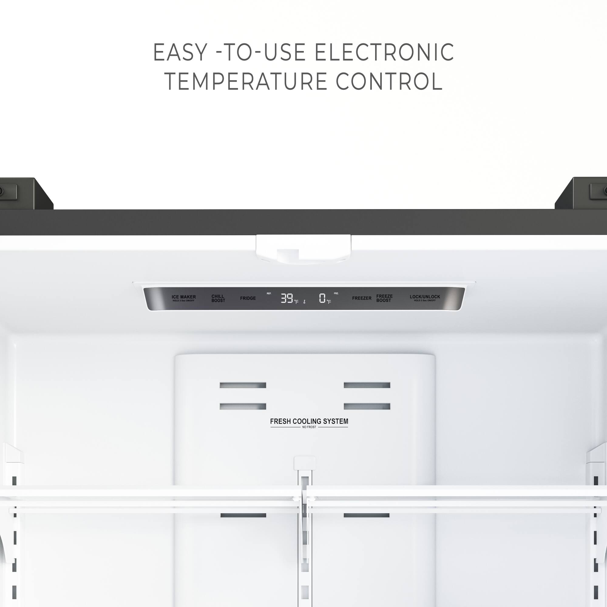 Easy-to-use electronic temperature control.