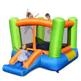 Costway - Inflatable Bounce House Kids Jumping Playhouse Indoor & Outdoor Without Blower - Multicolour