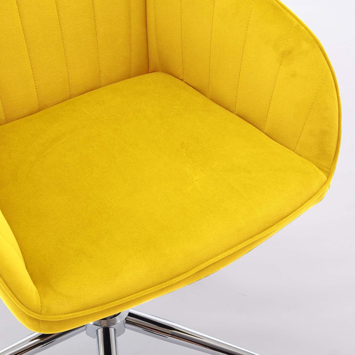 Alt View 4. Trinkets Crazed - 24.6" Velvet Office Chair, Ergonomic Swivel Desk Chair with Memory Foam Seat - Adjustable Height Computer Chair - yellow.
