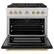 Angle. ZLINE - 36 in. Wide 6 Burner Autograph Paramount Dual Fuel Range w/ DuoPro Cooktop & Black Door w/ Gold Accents (PSDRZ-BLM-36-G) - Stainless Steel with Black Matte Door.
