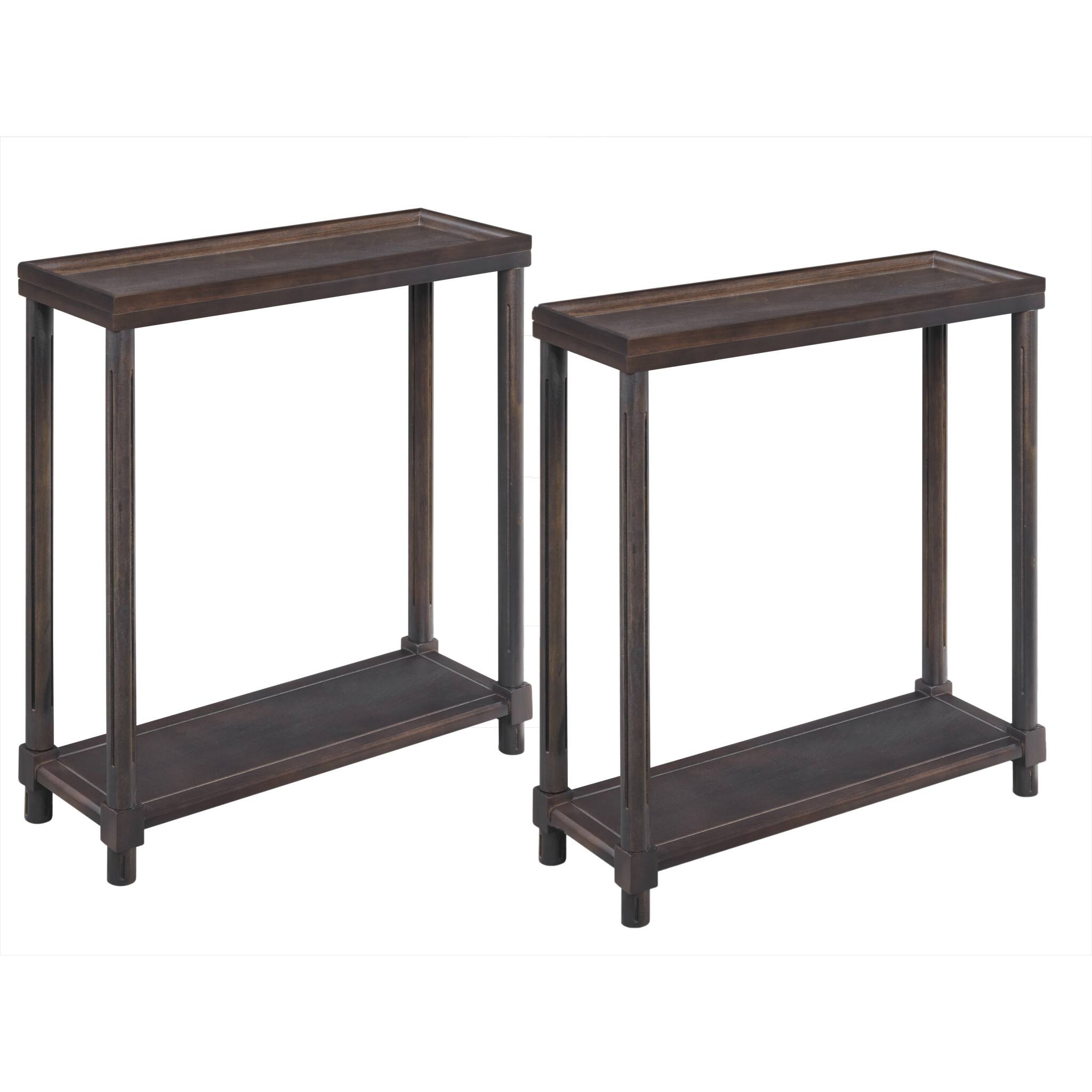 Back. Hivvago - Hivvago Set of Two 24 Inch Solid Wood End Tables With Shelf - Espresso.