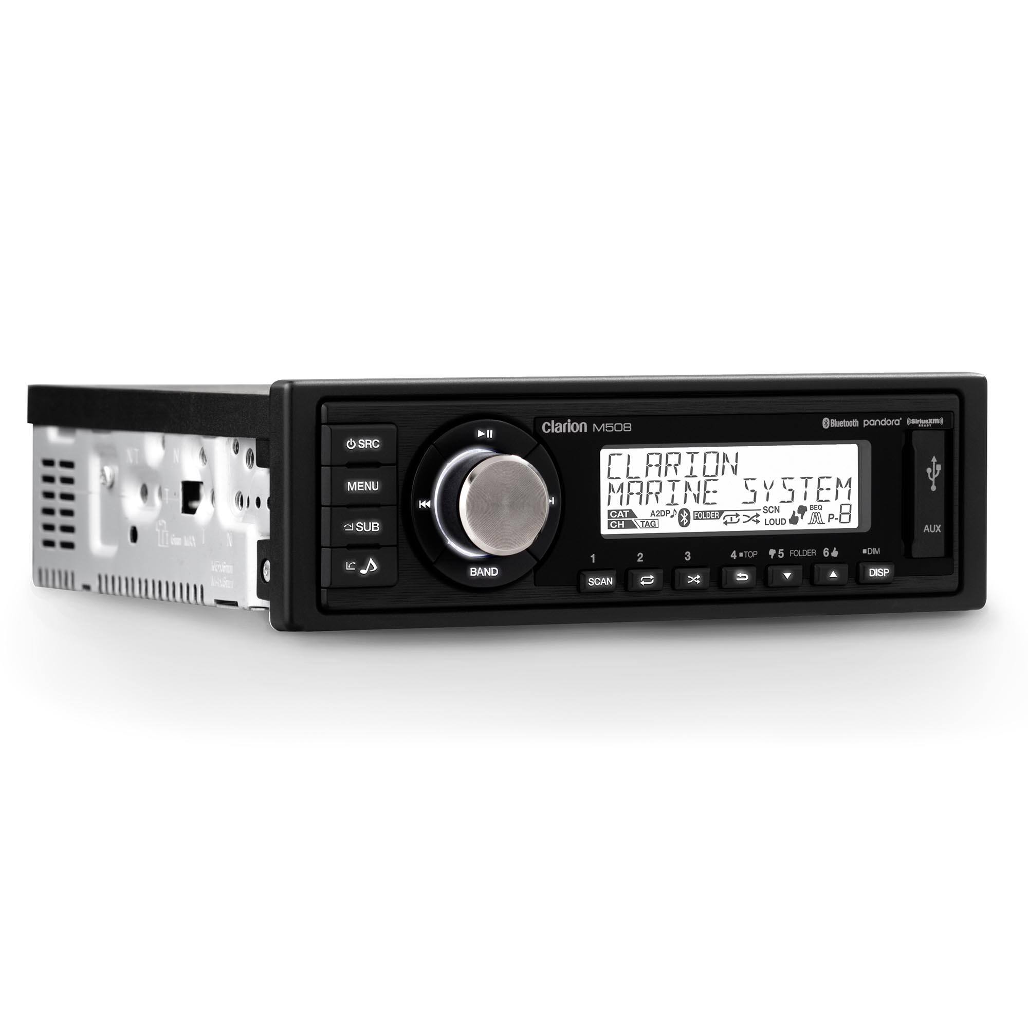 IT i A . SHC MENU SUB IC 4 14 ! BAND clarion M508 CLARION MARINE SYSTEM SCN -. CAT AP V FOLDER P.8 > LOUD P. CH TA AUX aTe P5 5 FOLDER d OM 1 2 3 U DEP .. X SGAN