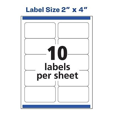 Label Size 2" x 4"  
10 labels per sheet