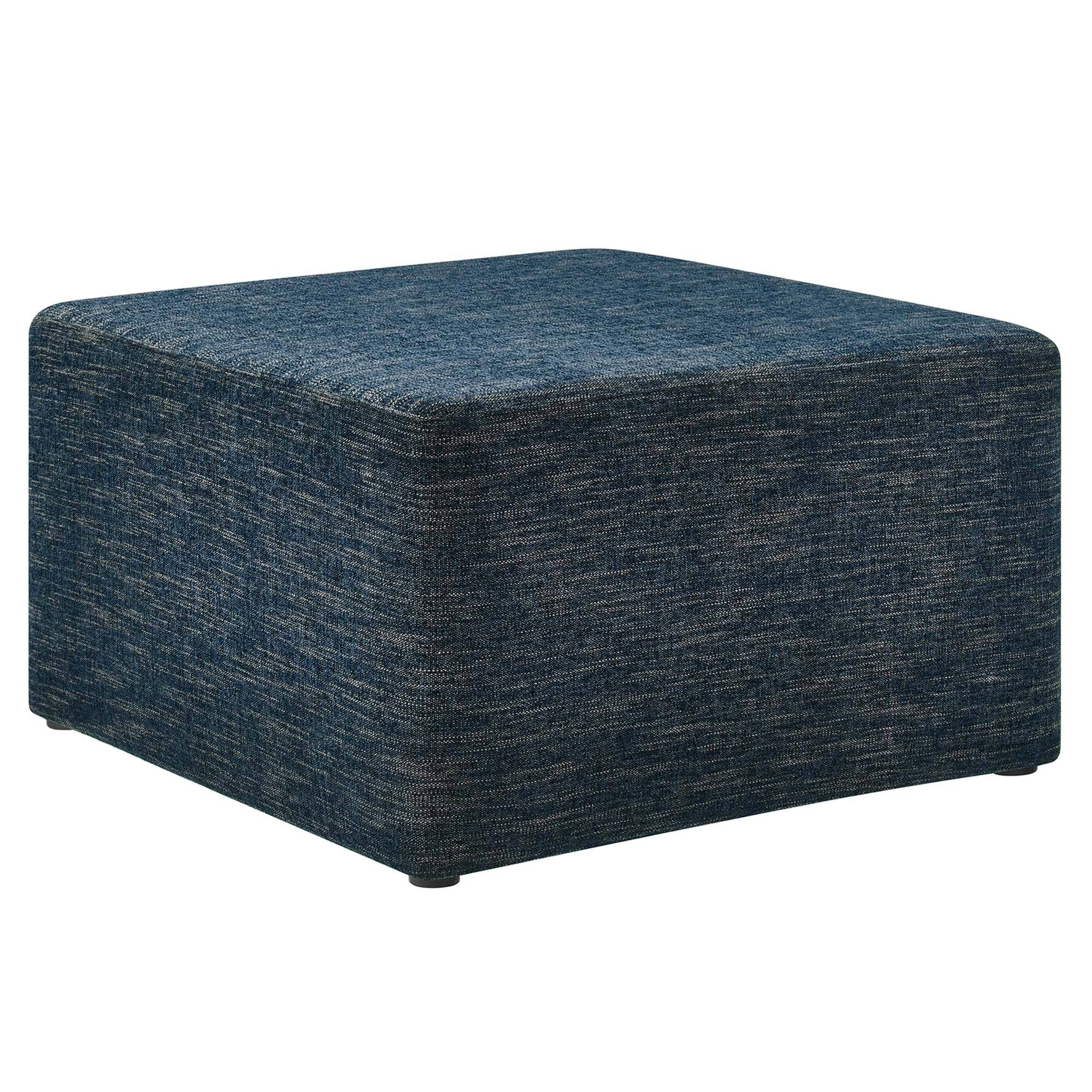Angle. Modway - Callum Large 28" Square Woven Heathered Fabric Upholstered Ottoman by Modway - Heathered Weave Azure.