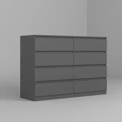 Front. Spaco - 8 Drawers Storage Dresser, Modern Handle-Free Design for Bedroom, Closet and Living Room, Euro Slide Wood Chest - Grey.