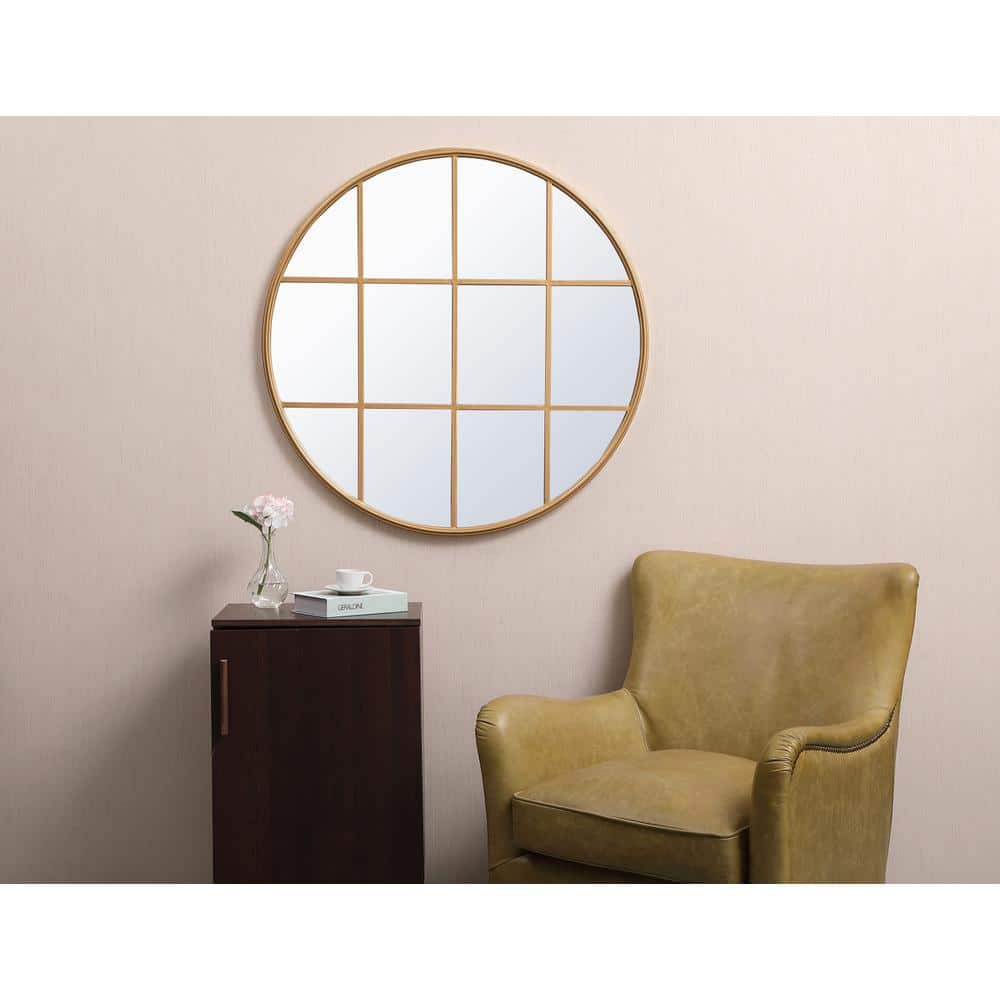 Elegant Decor - Metal windowpane mirror 36 inch x 36 inch - Brass price history on PriceWatchPro