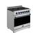 Left. Thor Kitchen - Gordon Ramsay Series by Thor Kitchen 6.0 Cu. Ft Freestanding Gas Range with Navy Blue Hardware - Stainless Steel.
