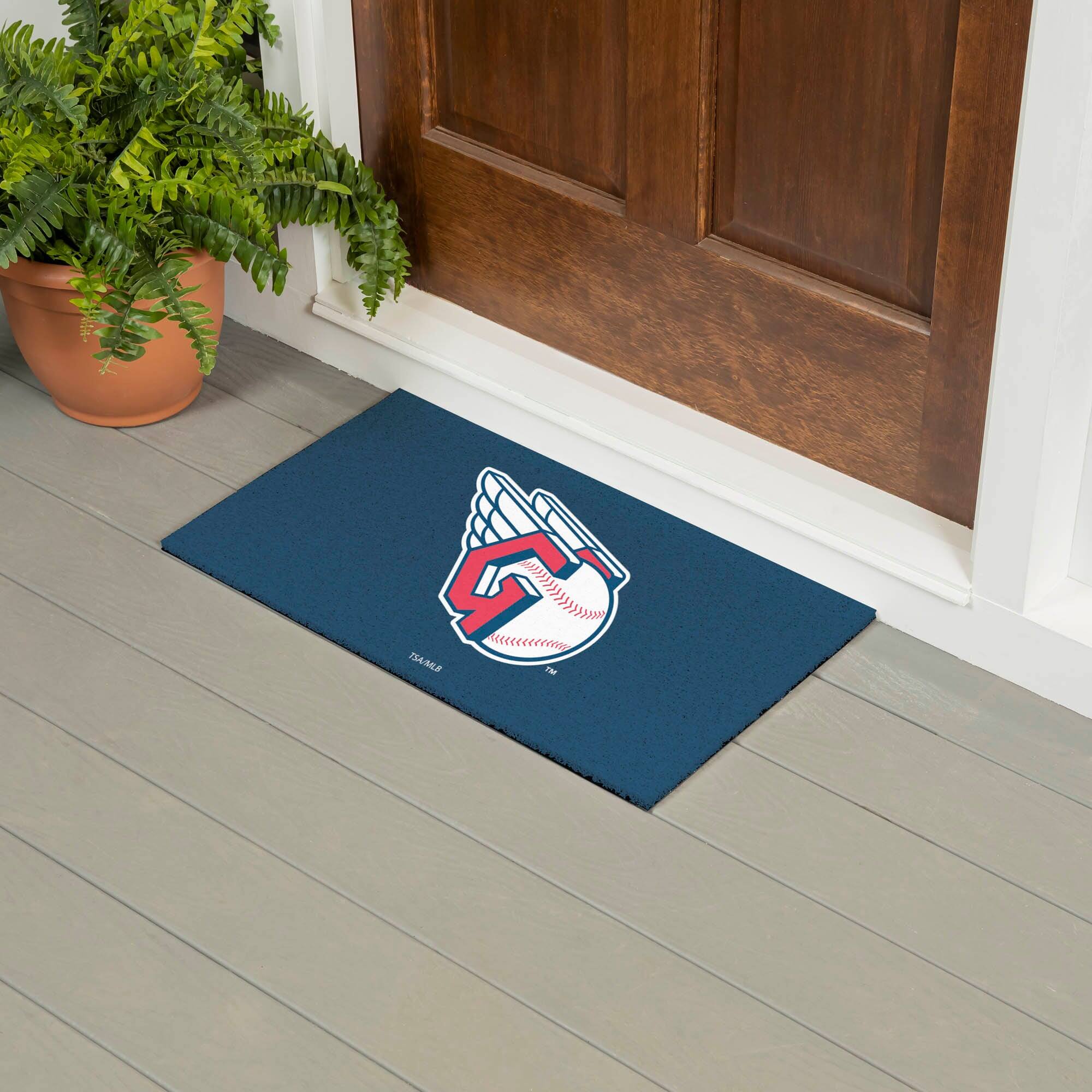 Alt View 1. Evergreen Enterprises - Cleveland Guardians 28" x 16" Logo Indoor/Outdoor Trapper Mat - Multicolor.