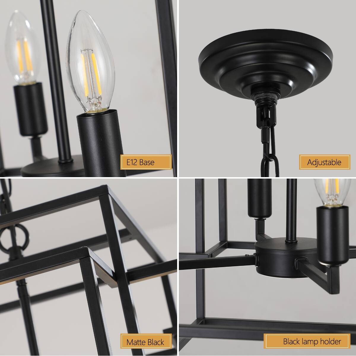 E12 Base  
Adjustable  
Matte Black  
Black lamp holder