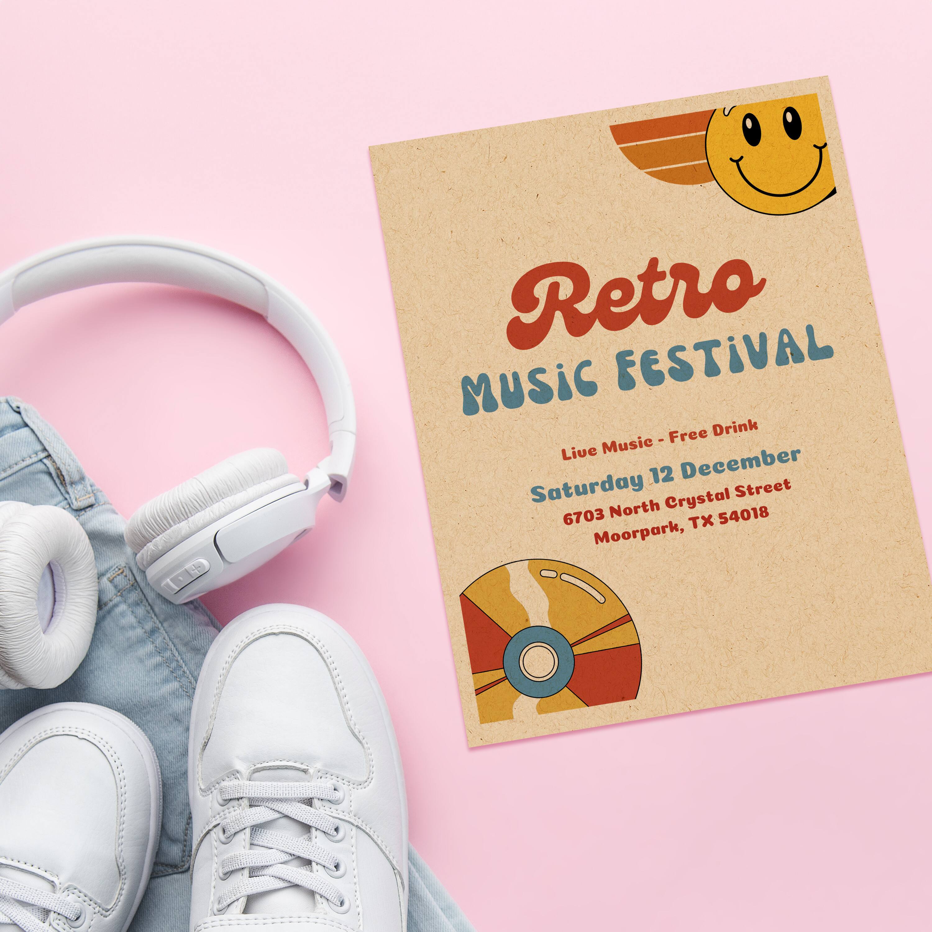 Retro Music Festival  
Live Music - Free Drink  
Saturday 12 December  
6703 North Crystal Street  
Moorpark, TX 54018