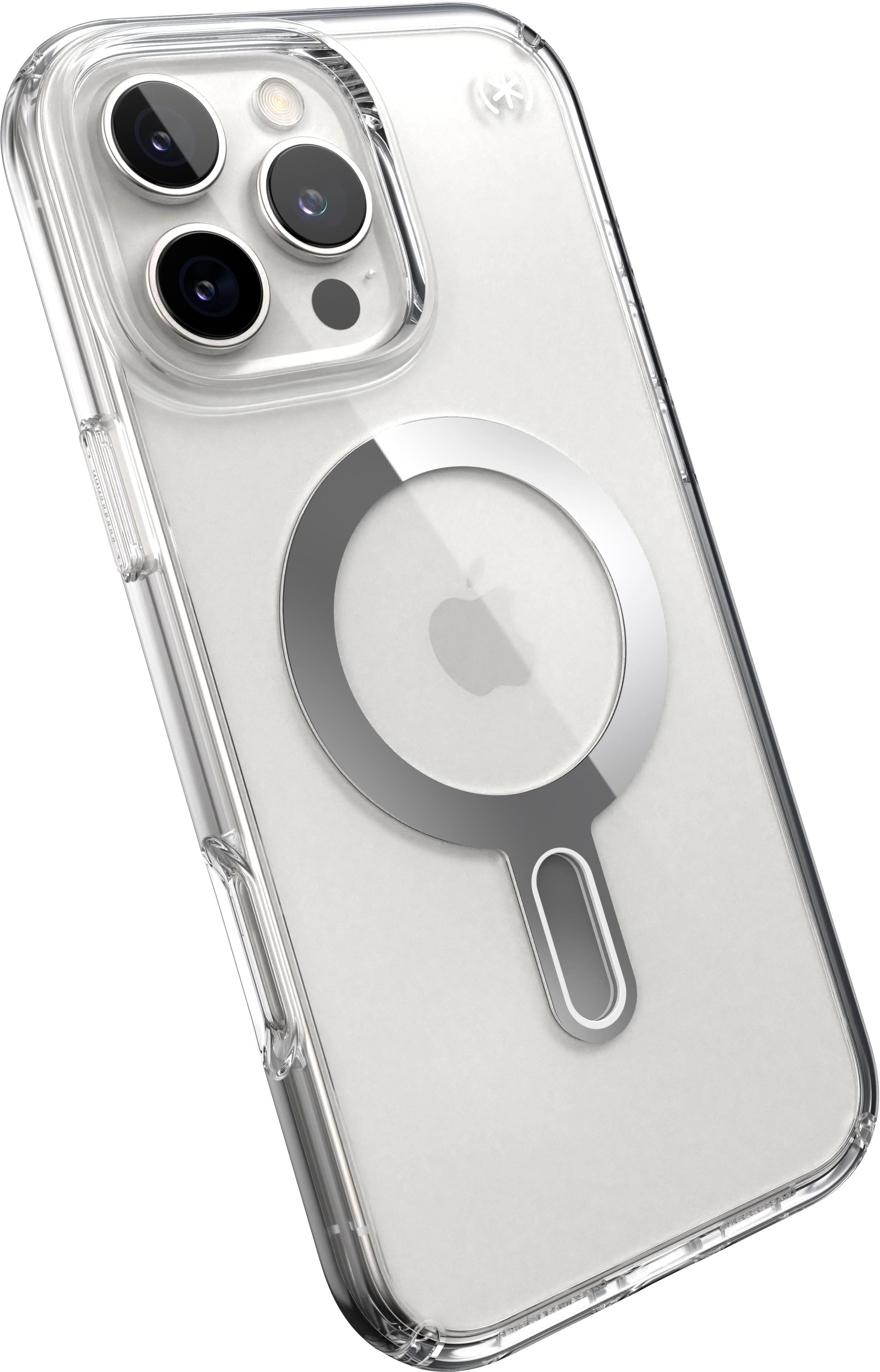 Alt View 2. Speck - Presidio Perfect Clear ClickLock Case with MagSafe for Apple iPhone 16 Pro Max - Clear/Chrome.