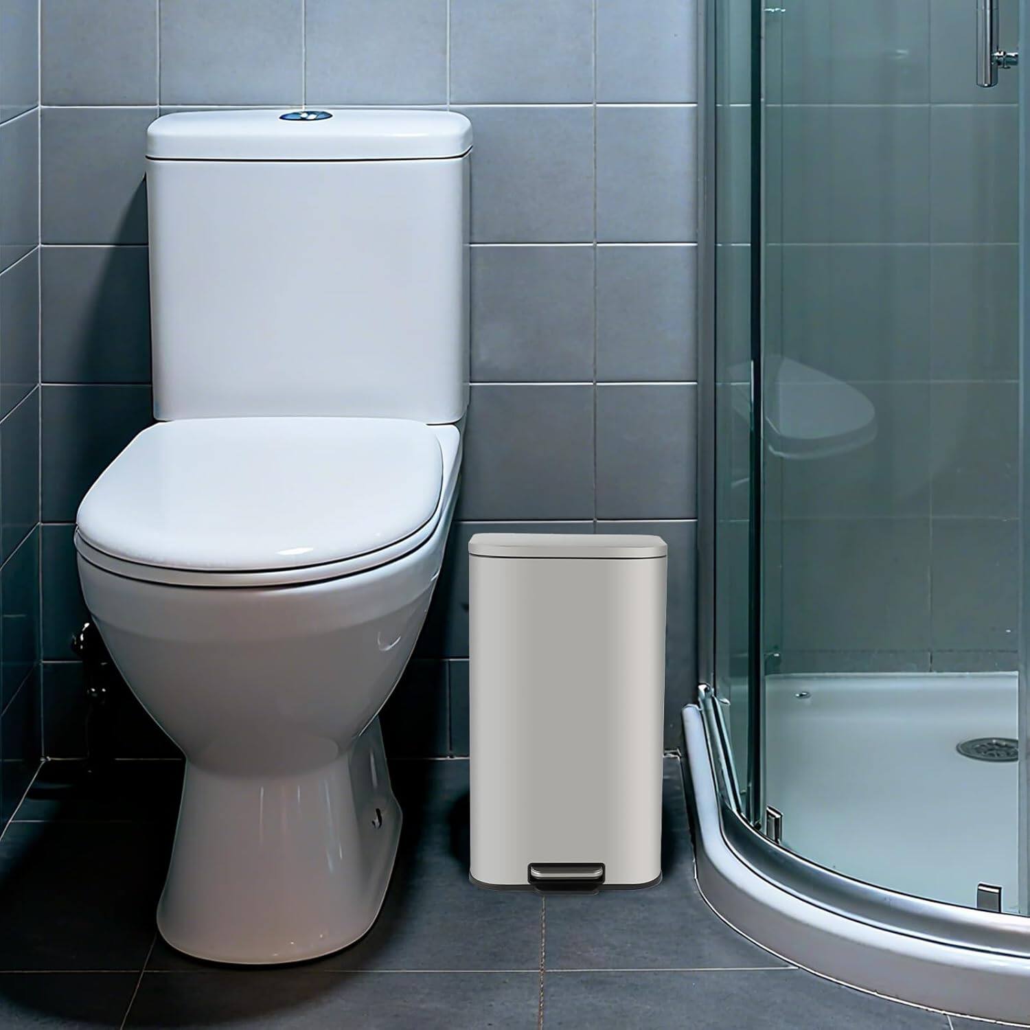 Alt View 3. Acekool - 13.2 Gallon Commercial Stainless Steel Trash Can with Soft-Close Lid, Foot Pedal & Removable Bucket, Silver - Silver.