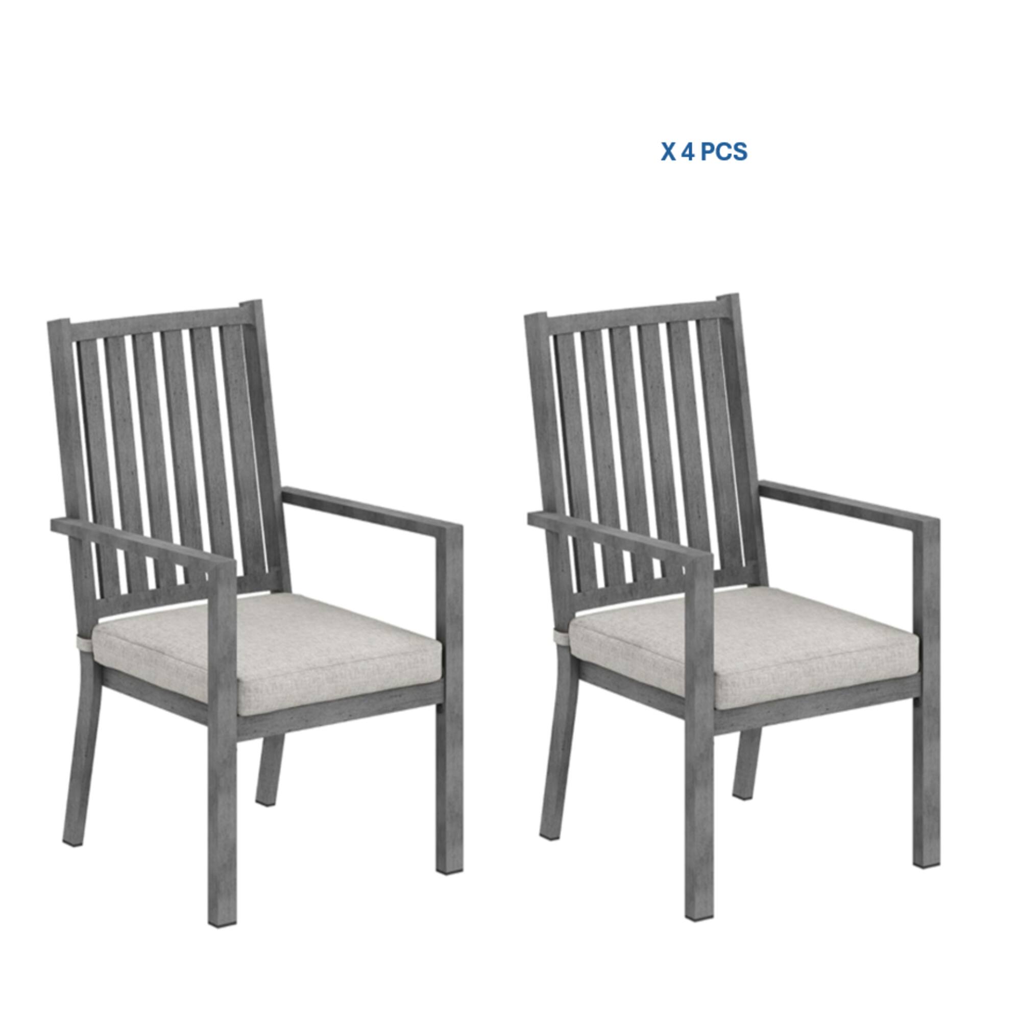 Angle. Mondawe - Set of 4 23" Aluminum Patio Dining Chairs with Cushions - Gray.