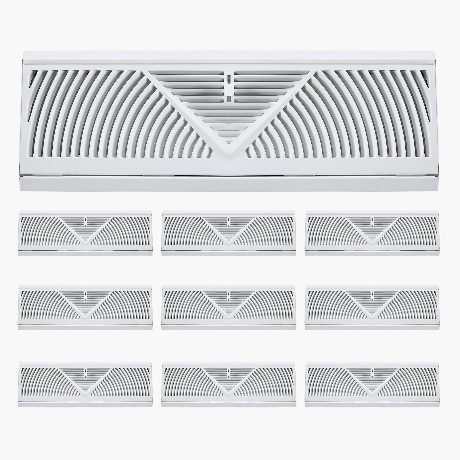 Alt View 5. VEVOR - 15-Inch Floor Registers, 10-Pack Baseboard Registers, HVAC Heavy-Duty Walkable Iron Floor Vents, Rustproof Anti-Peeling - White.
