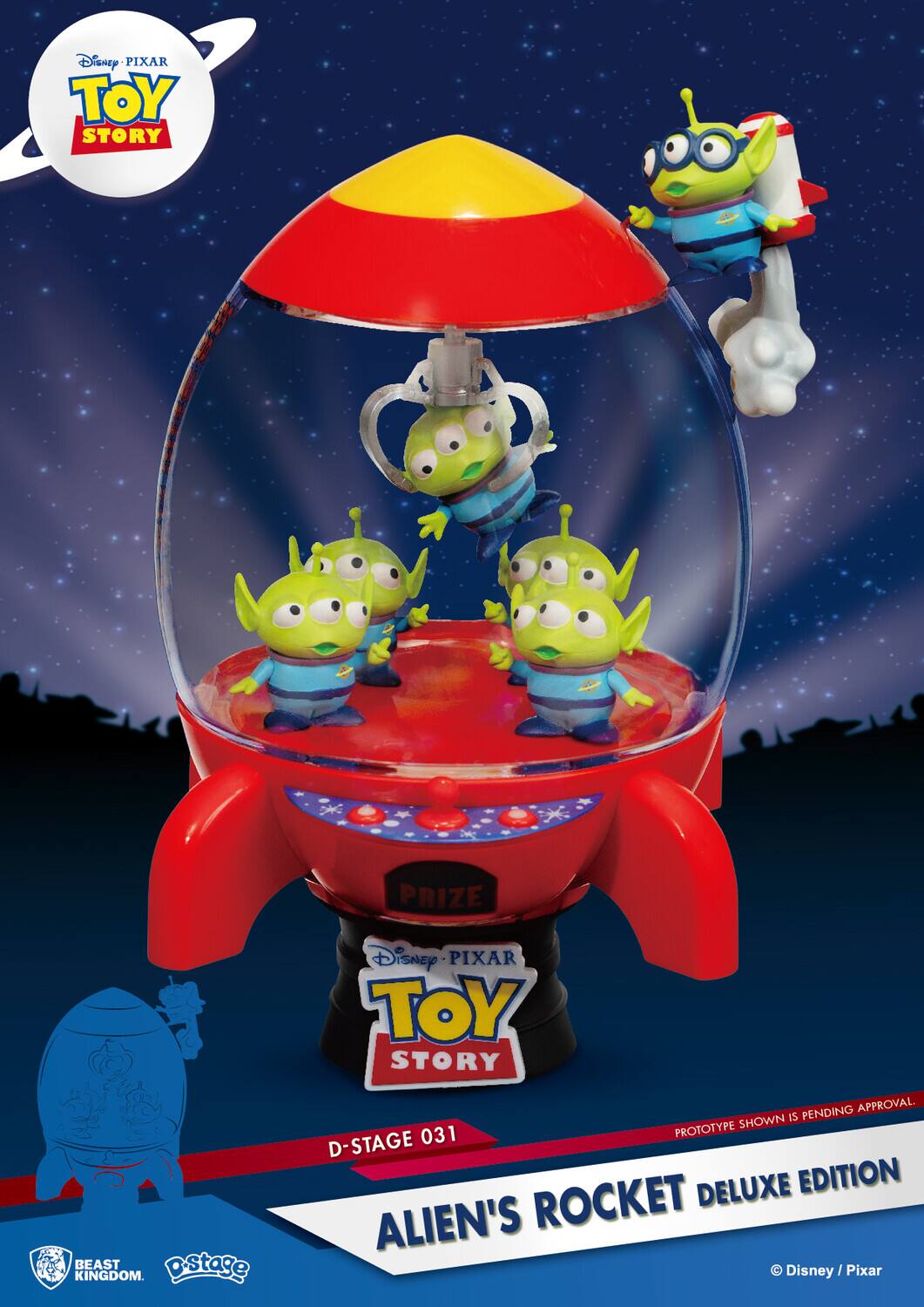 Disney Pixar Toy Story Prize Disney Pixar Toy Story Beast Dstage Kingdom. Pending Approval. Shown is 031 Prototype D-Stage Deluxe Edition Alien's Rocket. Disney/Pixar.