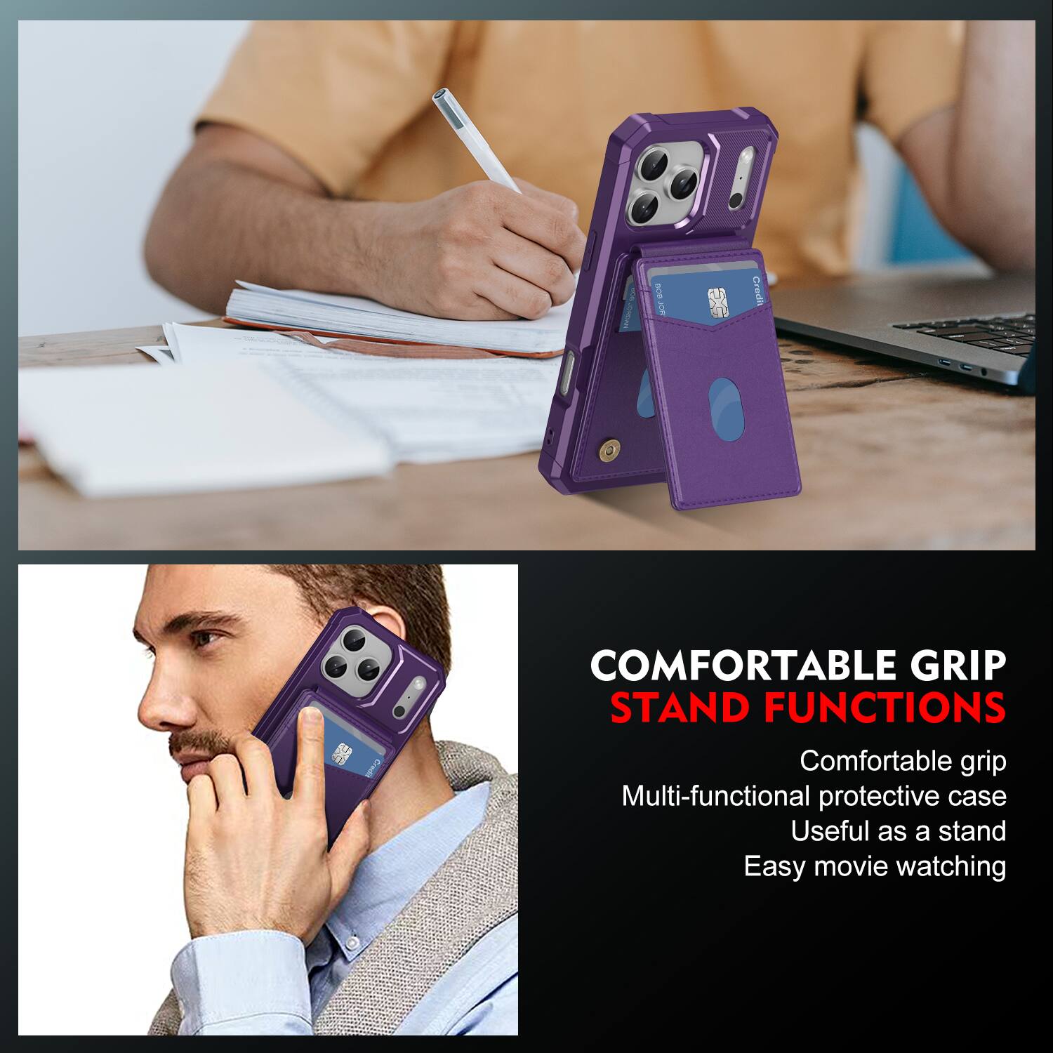 BOB 2 Credi

COMFORTABLE GRIP STAND FUNCTIONS

Comfortable grip
Multi-functional protective case
Useful as a stand
Easy movie watching