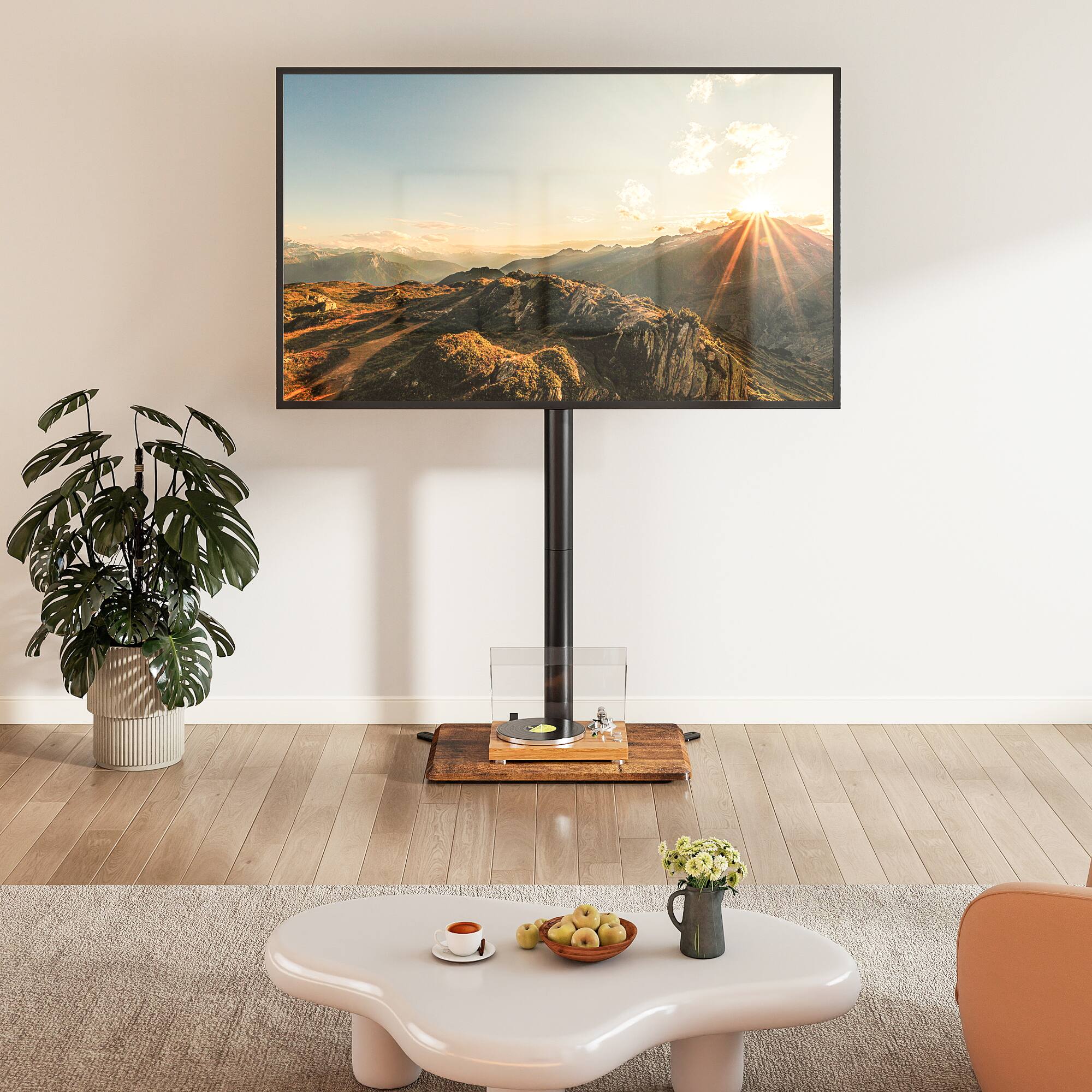 Alt View 2. Rfiver - 32-60 inches wooden base TV stand - Brown.