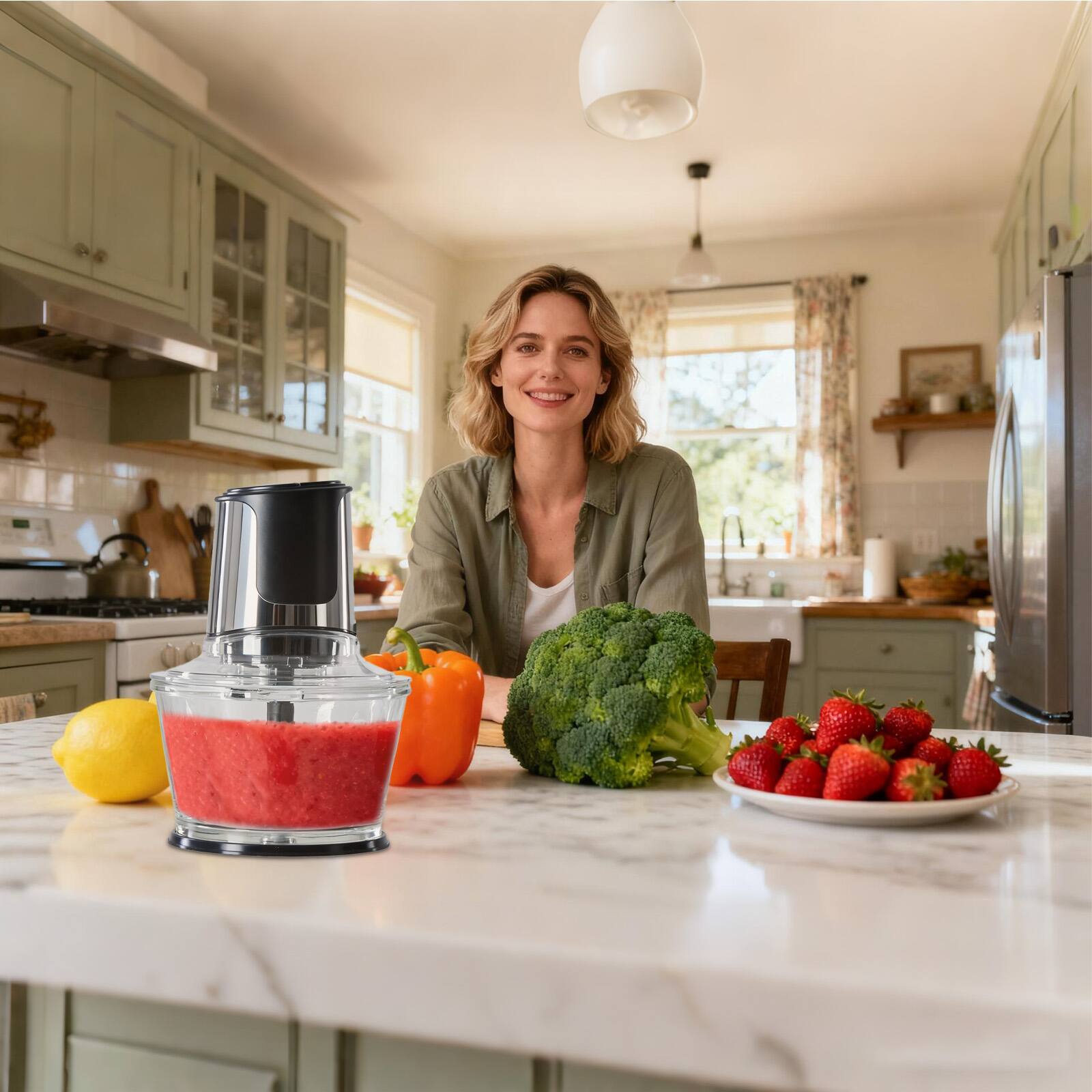 Back. Sweet - Food Processor for Chopping, Slicing, Purees & Dough with Blender & Dough Tool,Sharp Blades, Safety Lock - Black.