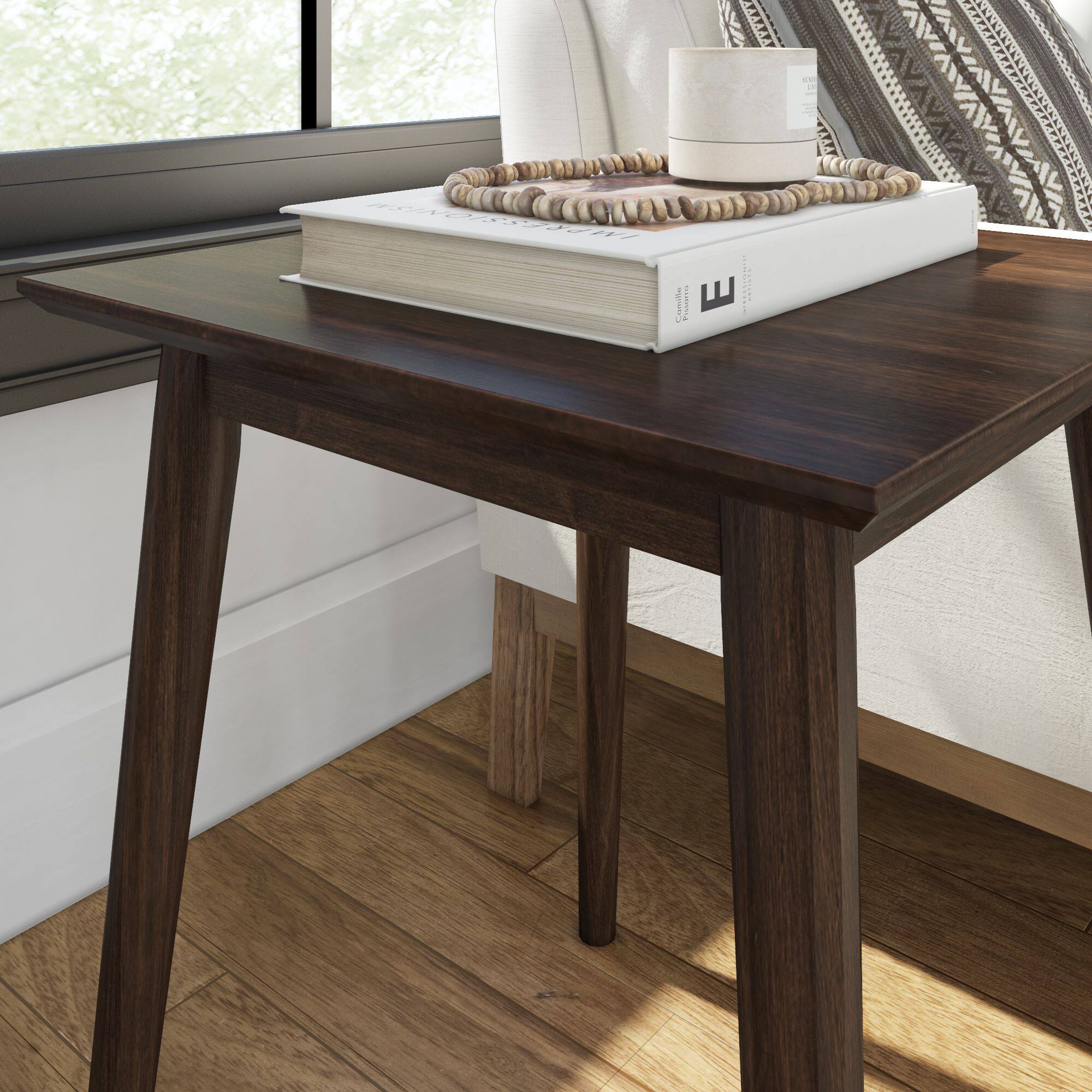 Alt View 3. Plank+Beam - Mid-Century Modern Square Side Table (20in x 20in / 510mm x 510mm), Walnut - Walnut.