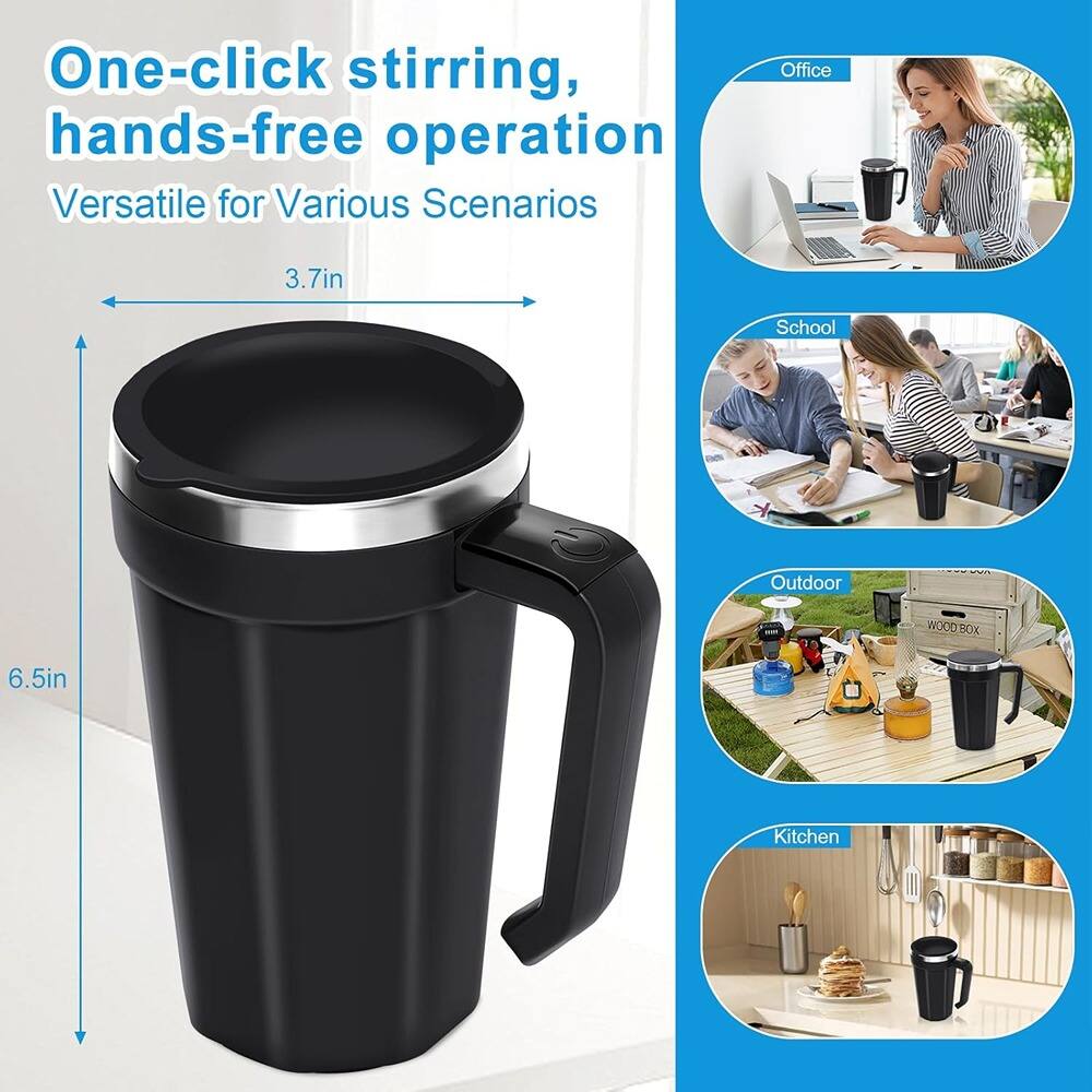 One-click stirring, hands-free operation  
Versatile for Various Scenarios  

Office  
School  
Outdoor  
Kitchen  

3.7in  
6.5in